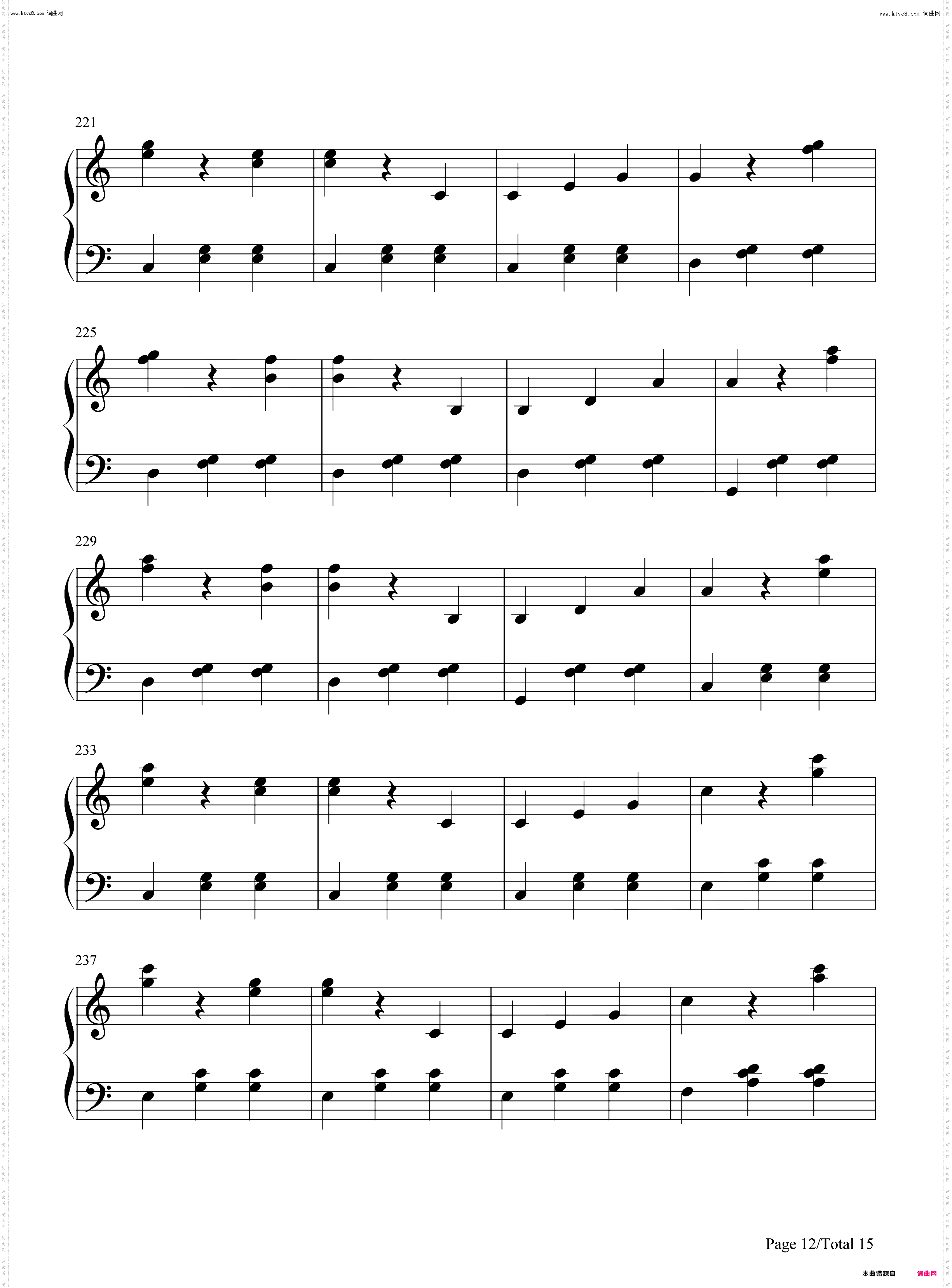 蓝色多瑙河-The Blue Danube_钢琴简谱线谱钢琴简谱线谱