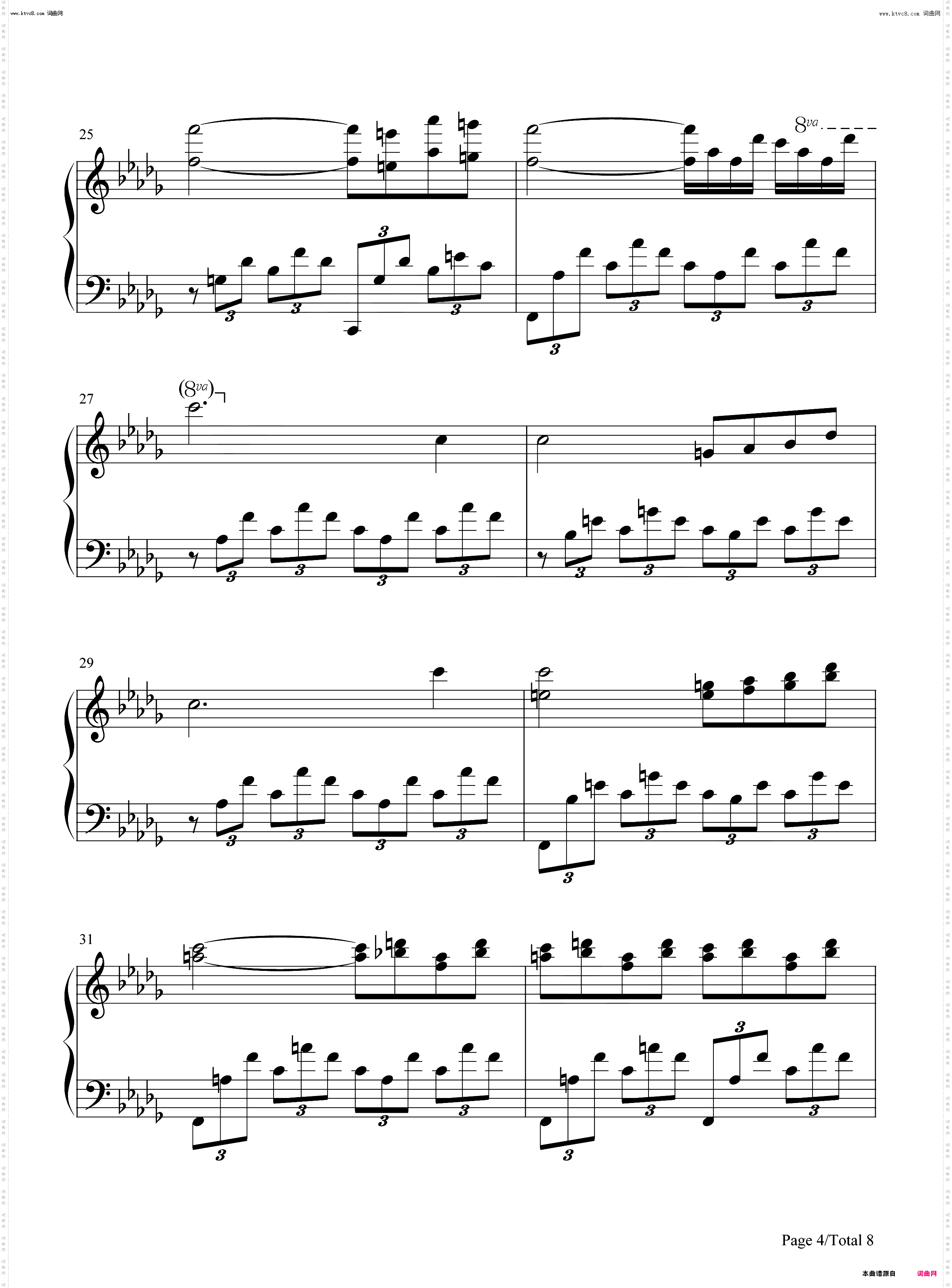 Consolation No 3 in D Flat Major S 172-安慰曲_钢琴简谱线谱