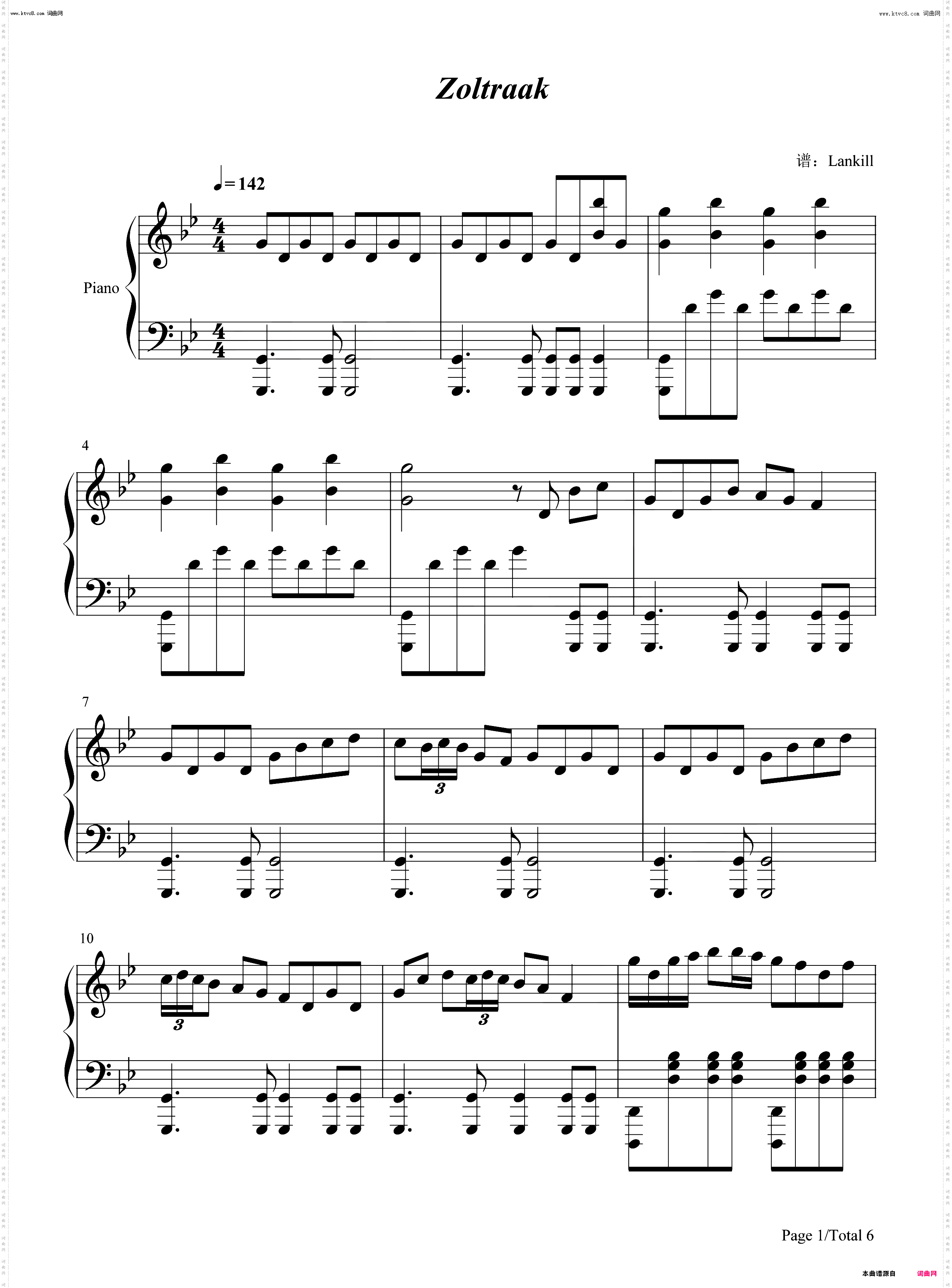 Zoltraak-葬送的芙莉莲_钢琴简谱线谱
