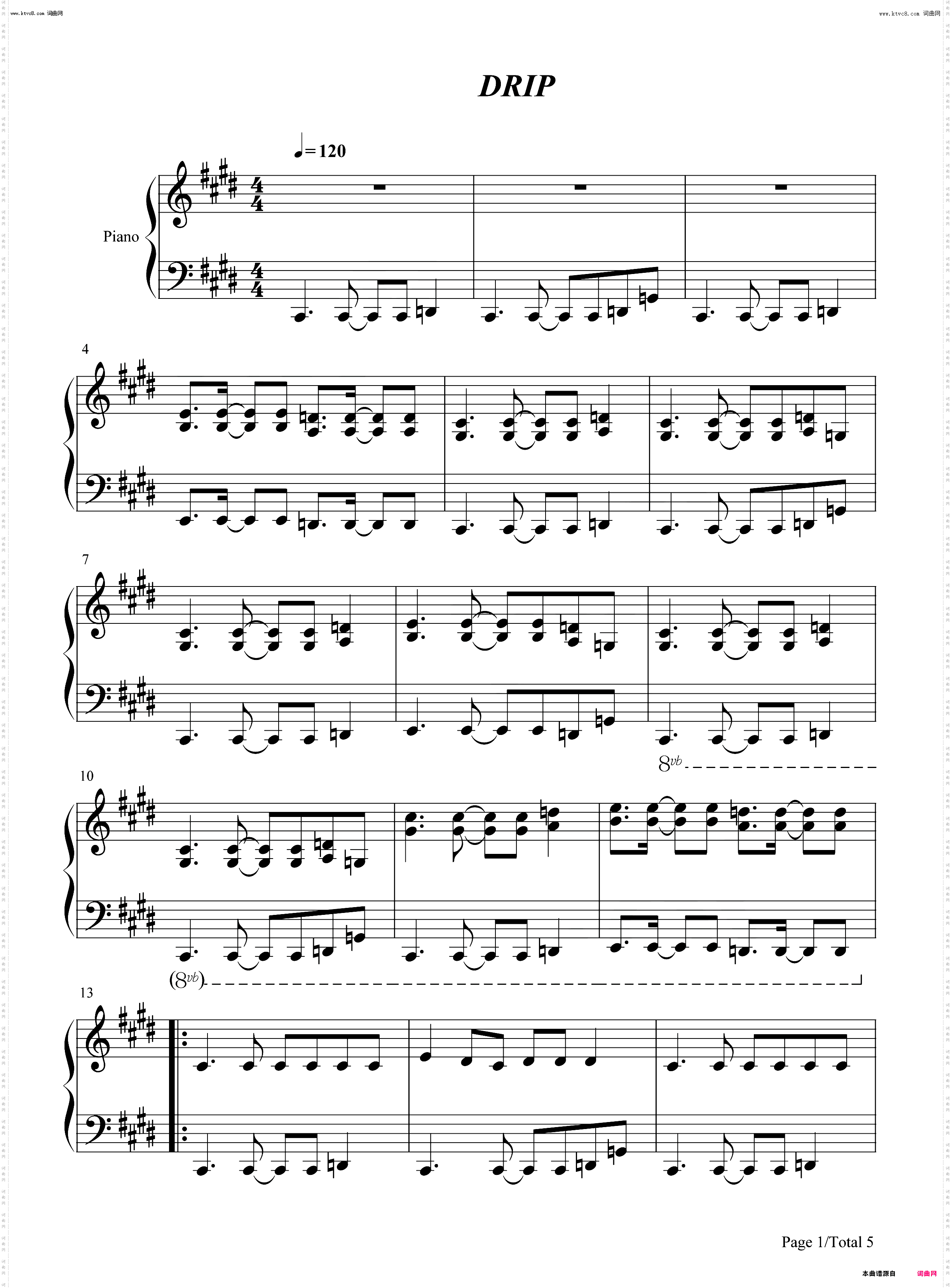 DRIP_钢琴五线谱及简谱