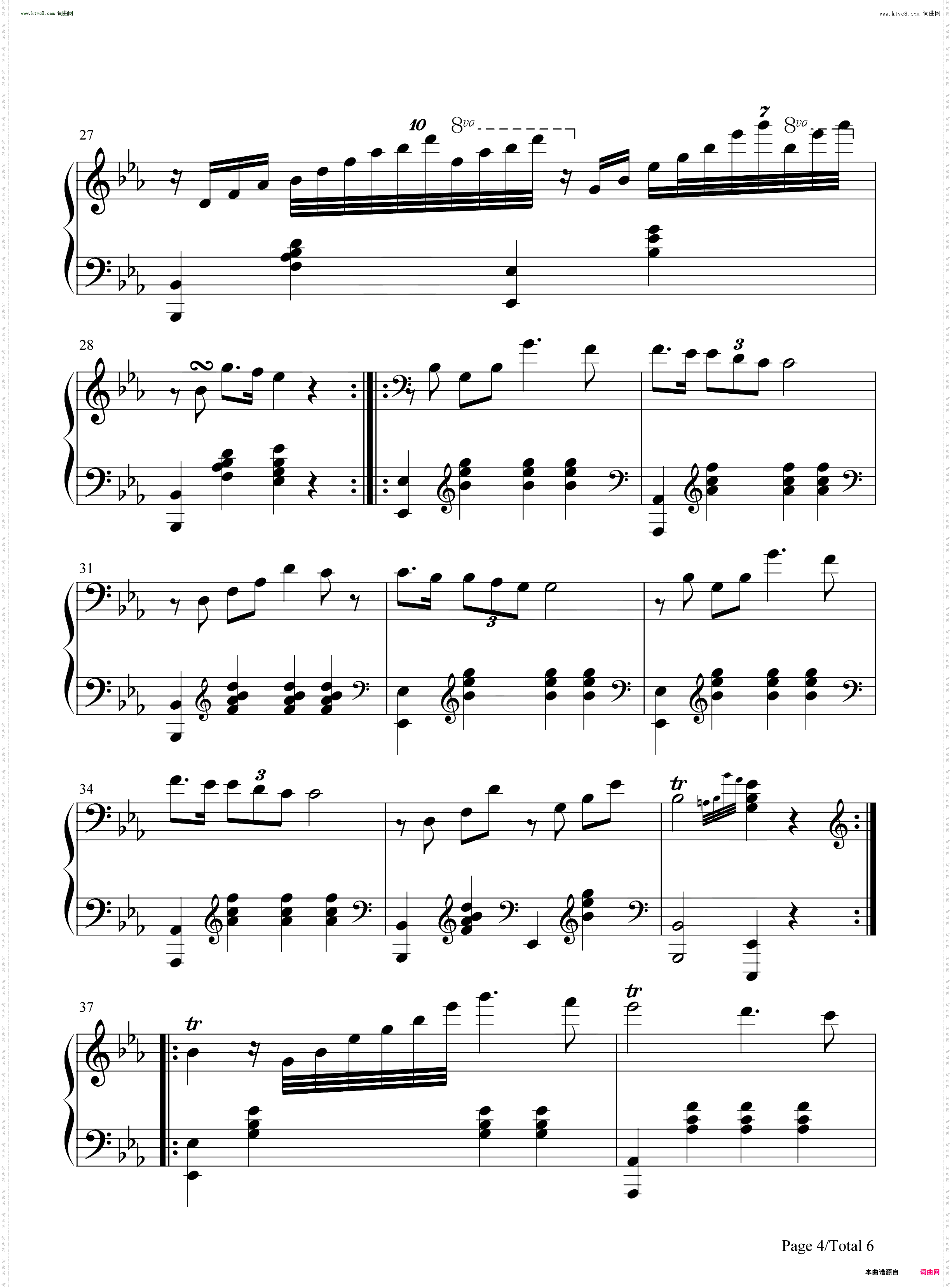 少女的祈祷-Modlitwa dziewicy_原版钢琴五线谱及简谱