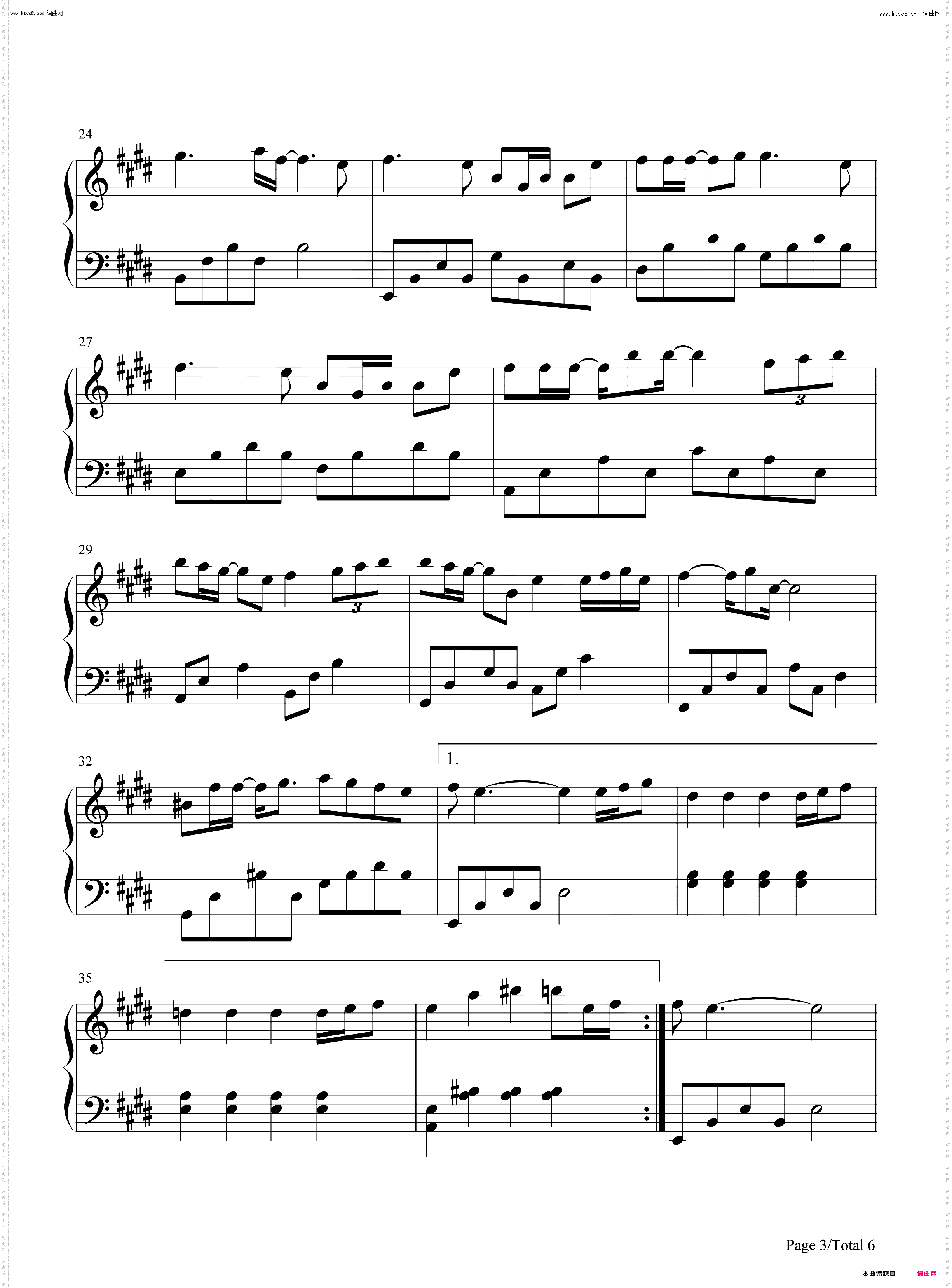 是你_难哄片尾曲钢琴五线谱及简谱