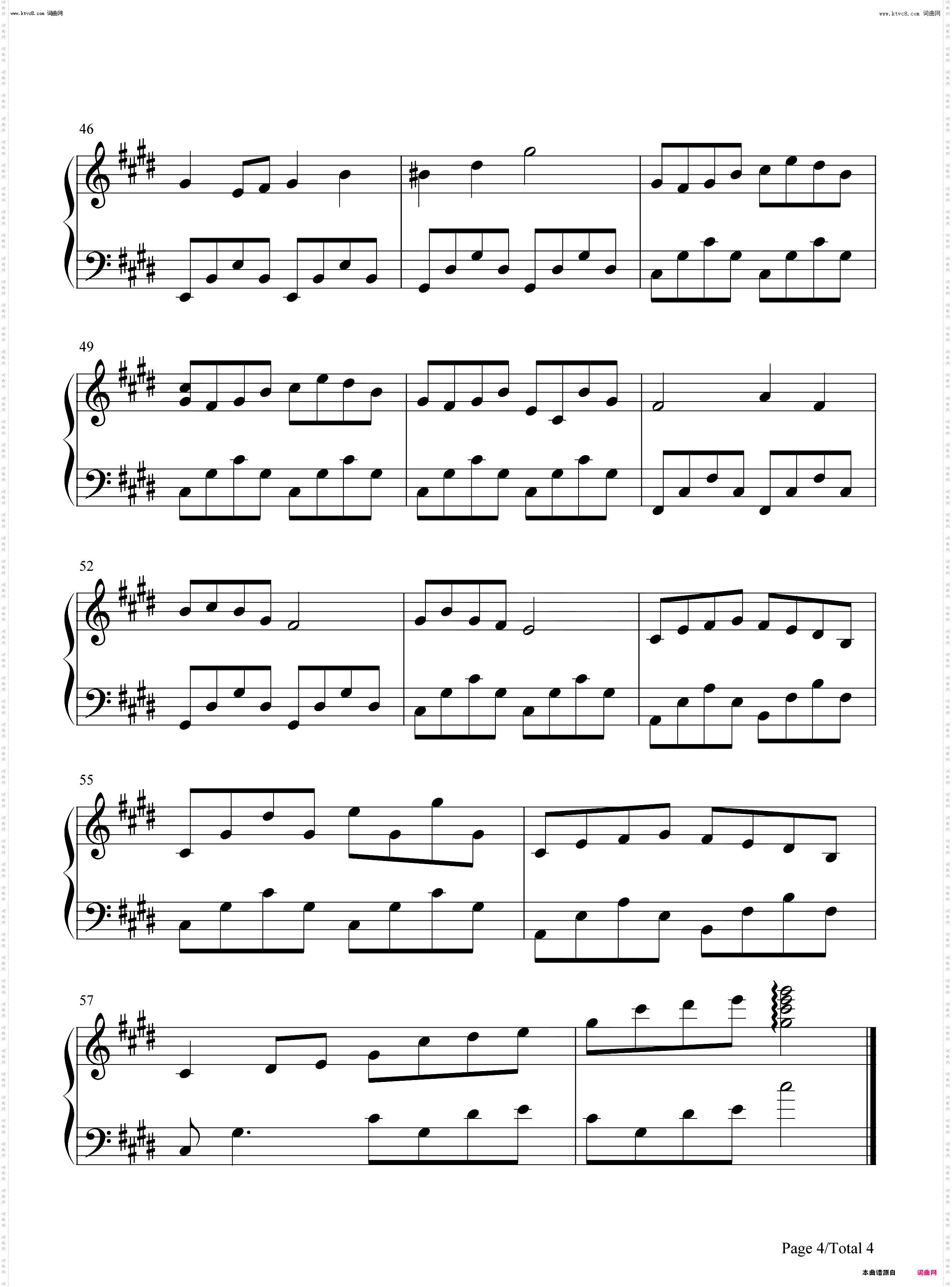 双星情歌_鬼马双星插曲钢琴五线谱及简谱