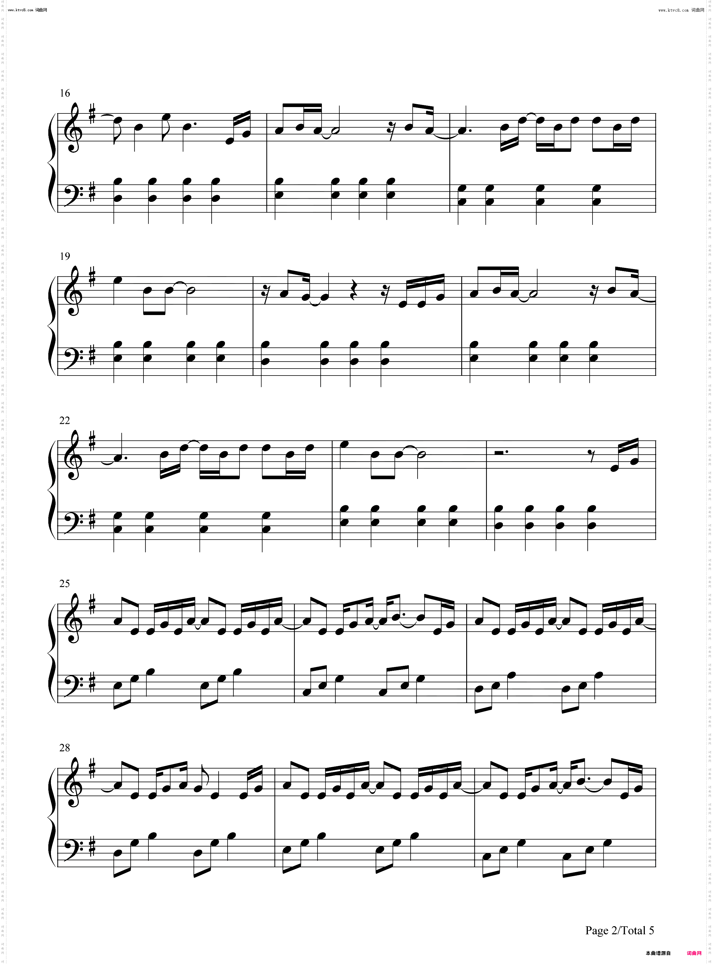 Over Now_钢琴五线谱及简谱