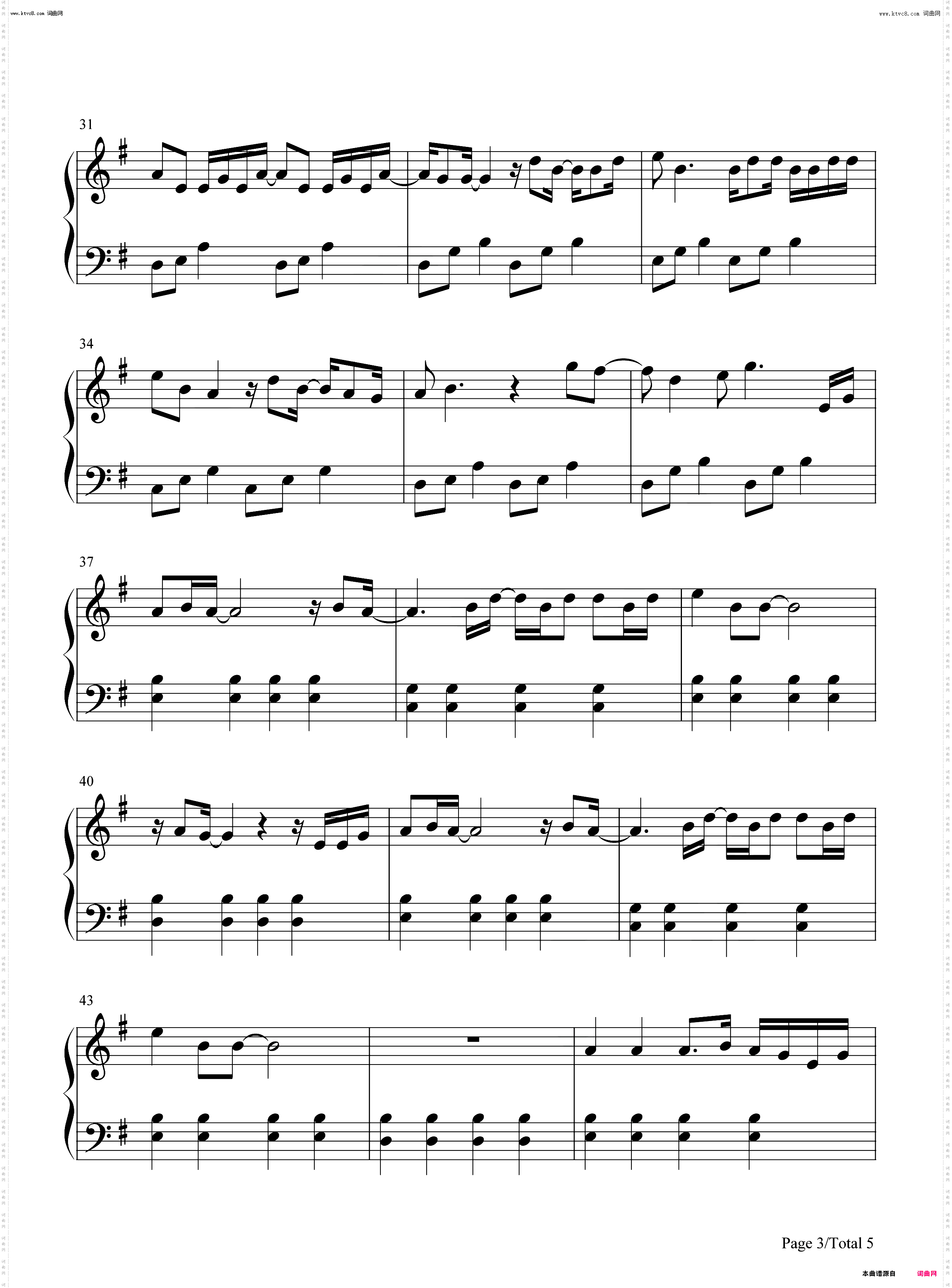 Over Now_钢琴五线谱及简谱