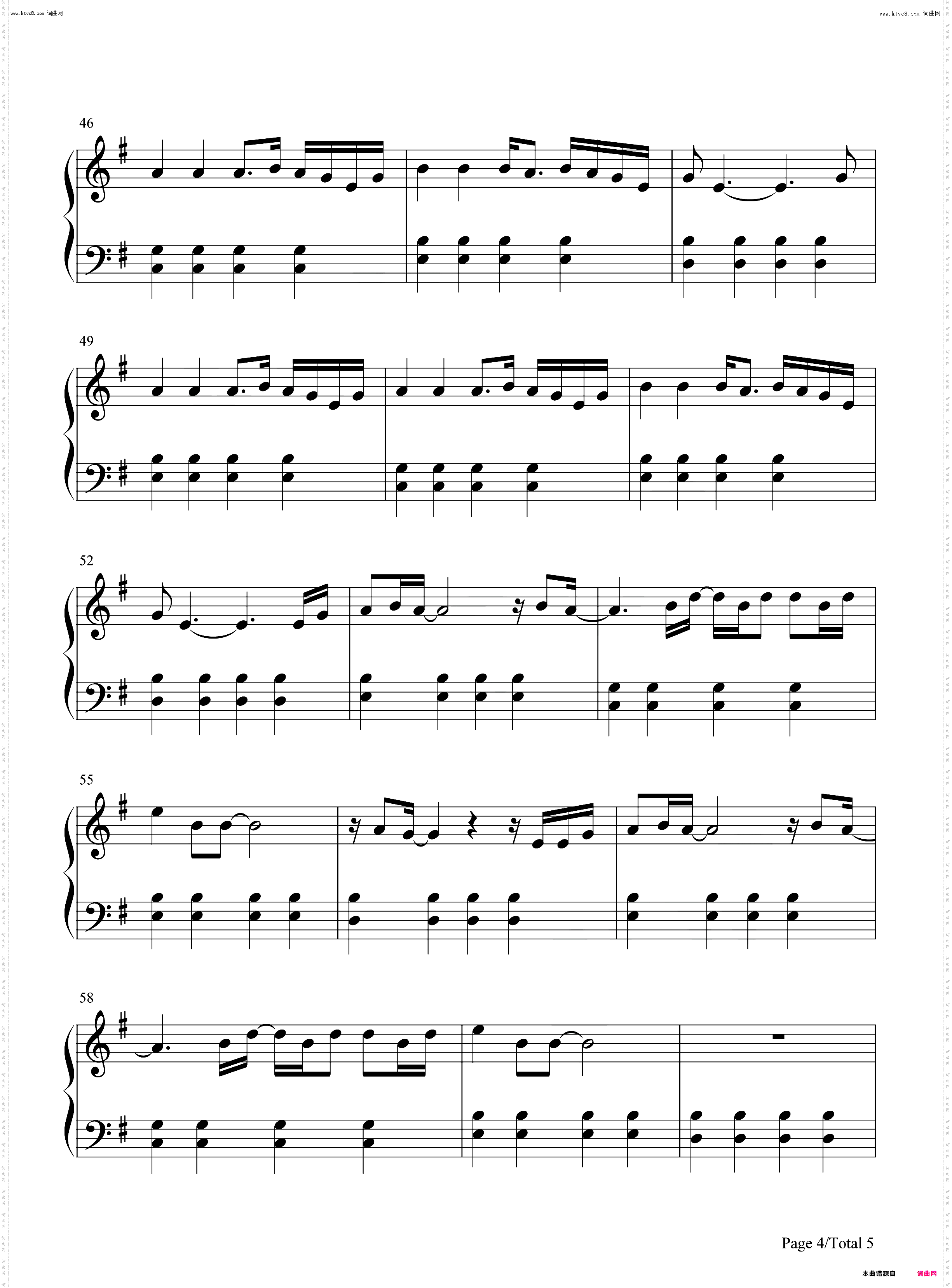 Over Now_钢琴五线谱及简谱