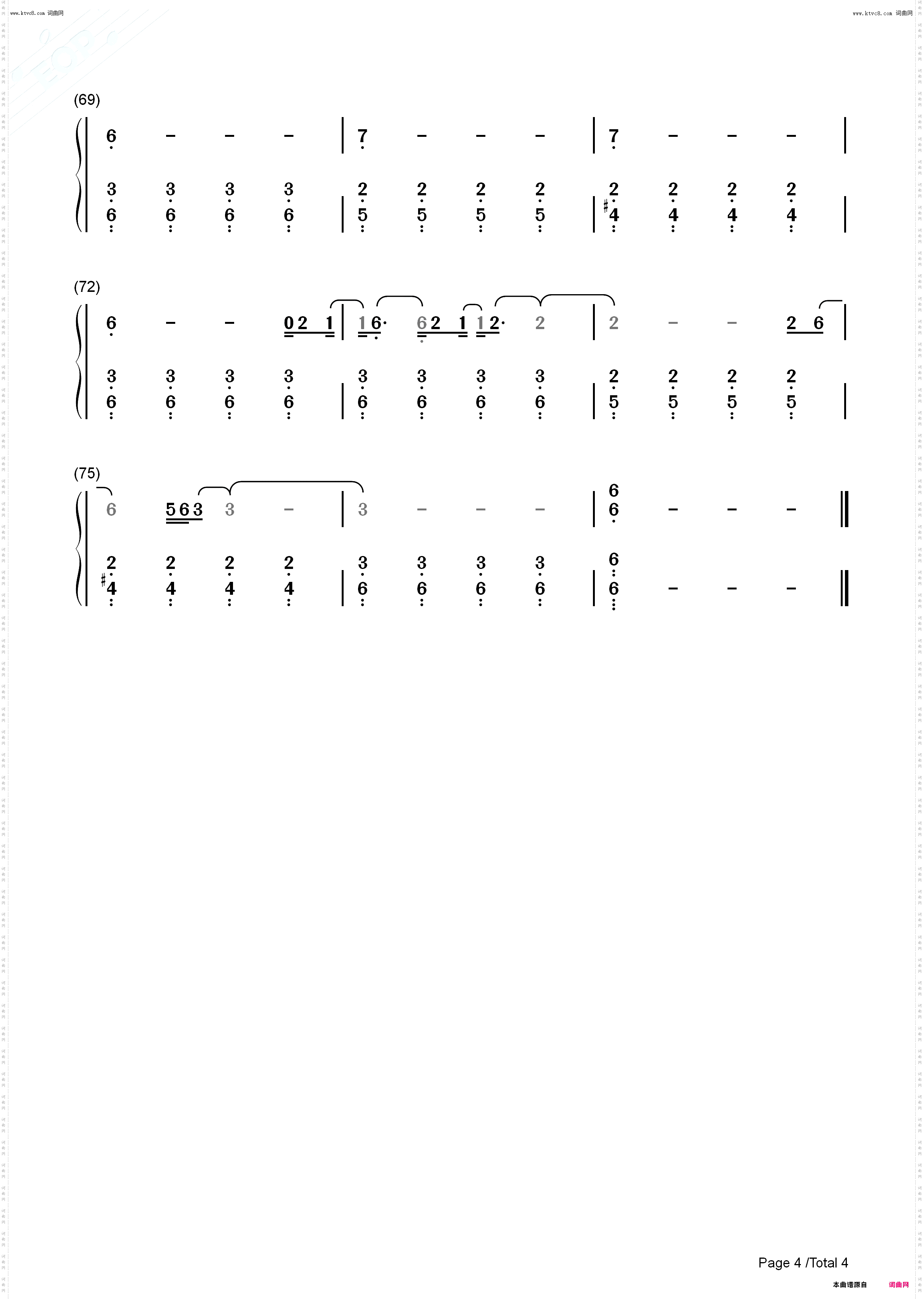 Over Now_钢琴五线谱及简谱