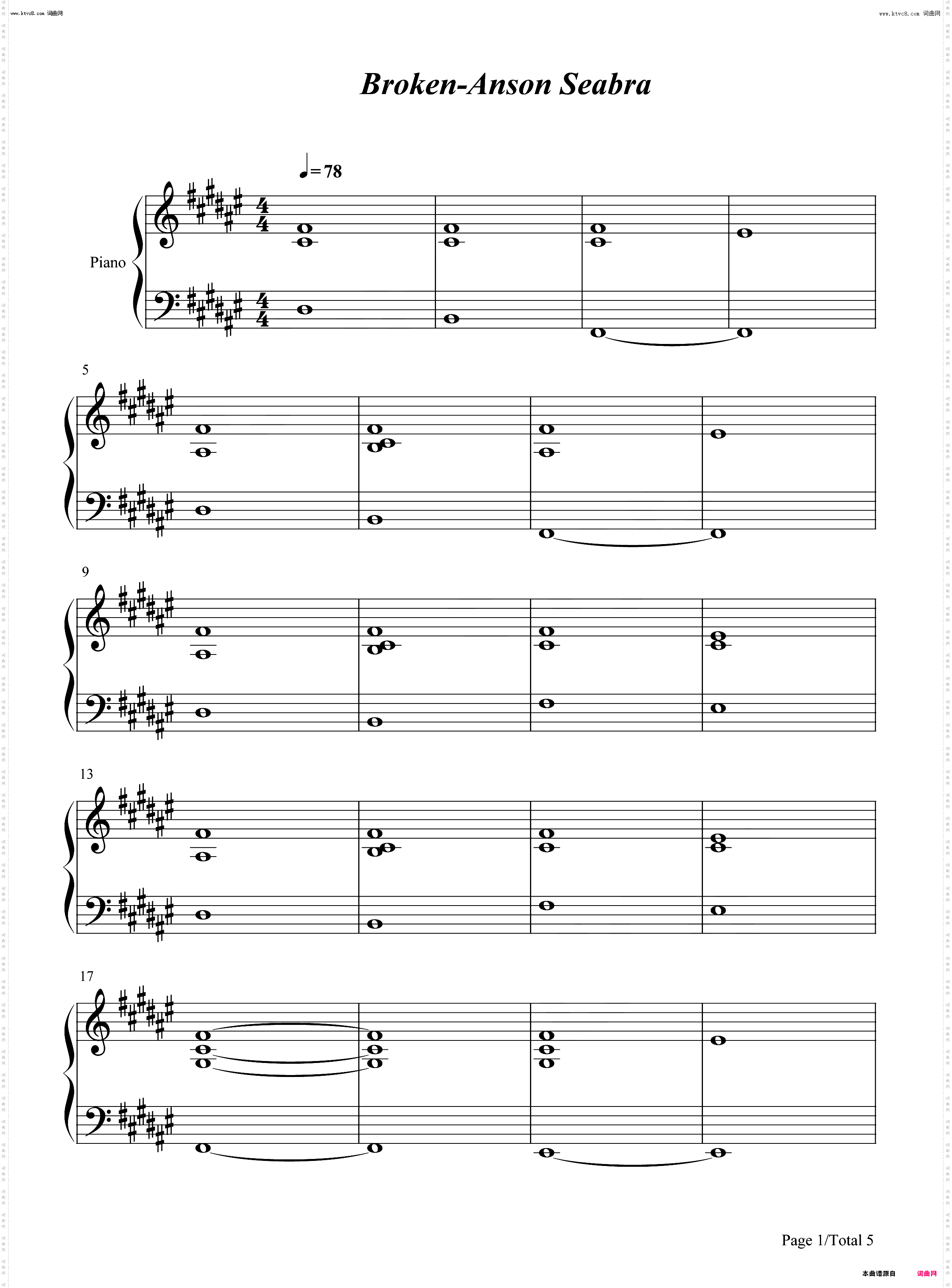 Broken_伴奏谱钢琴五线谱及简谱