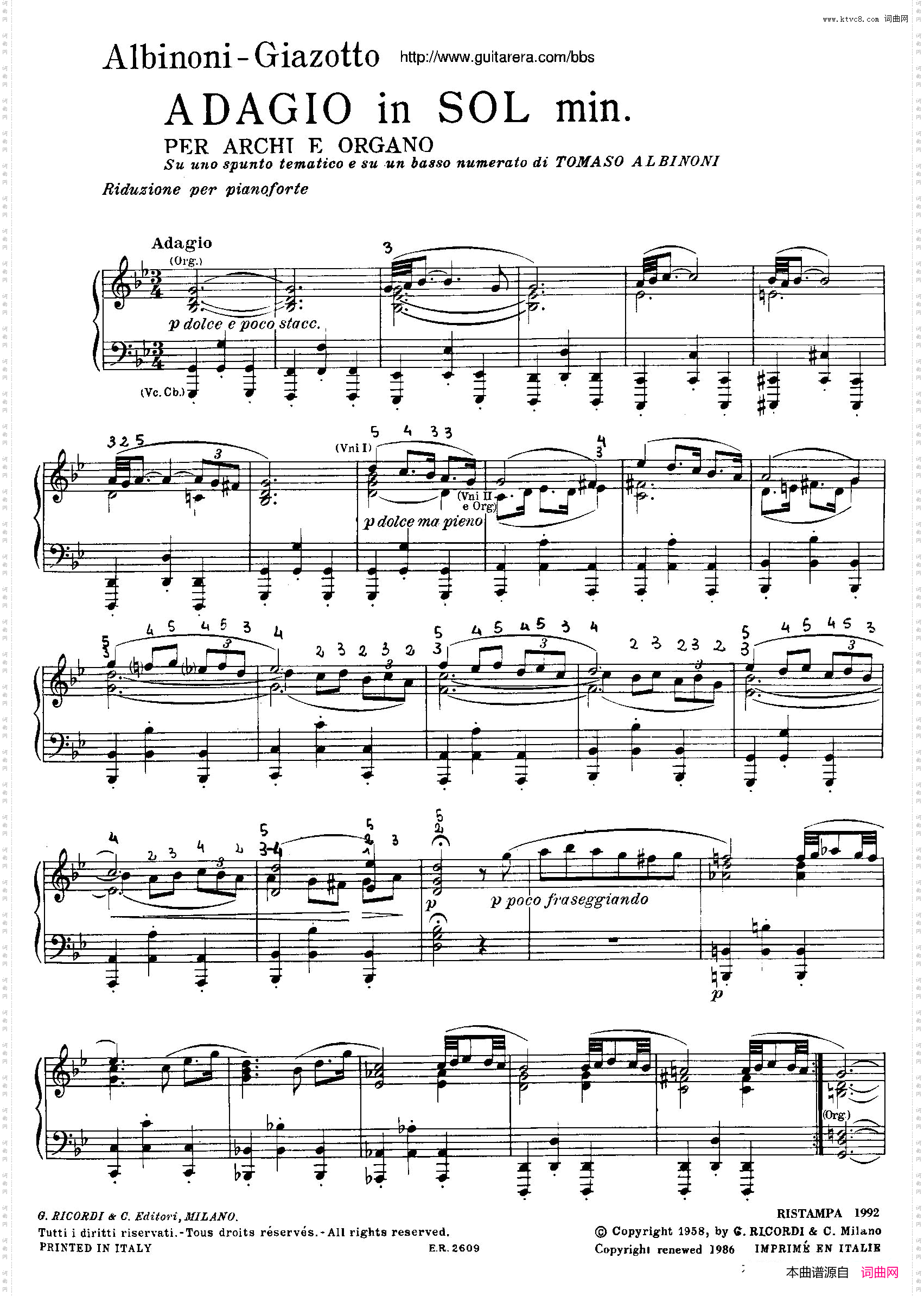 Adagio in G minor_Adagio in G minorg小调柔板