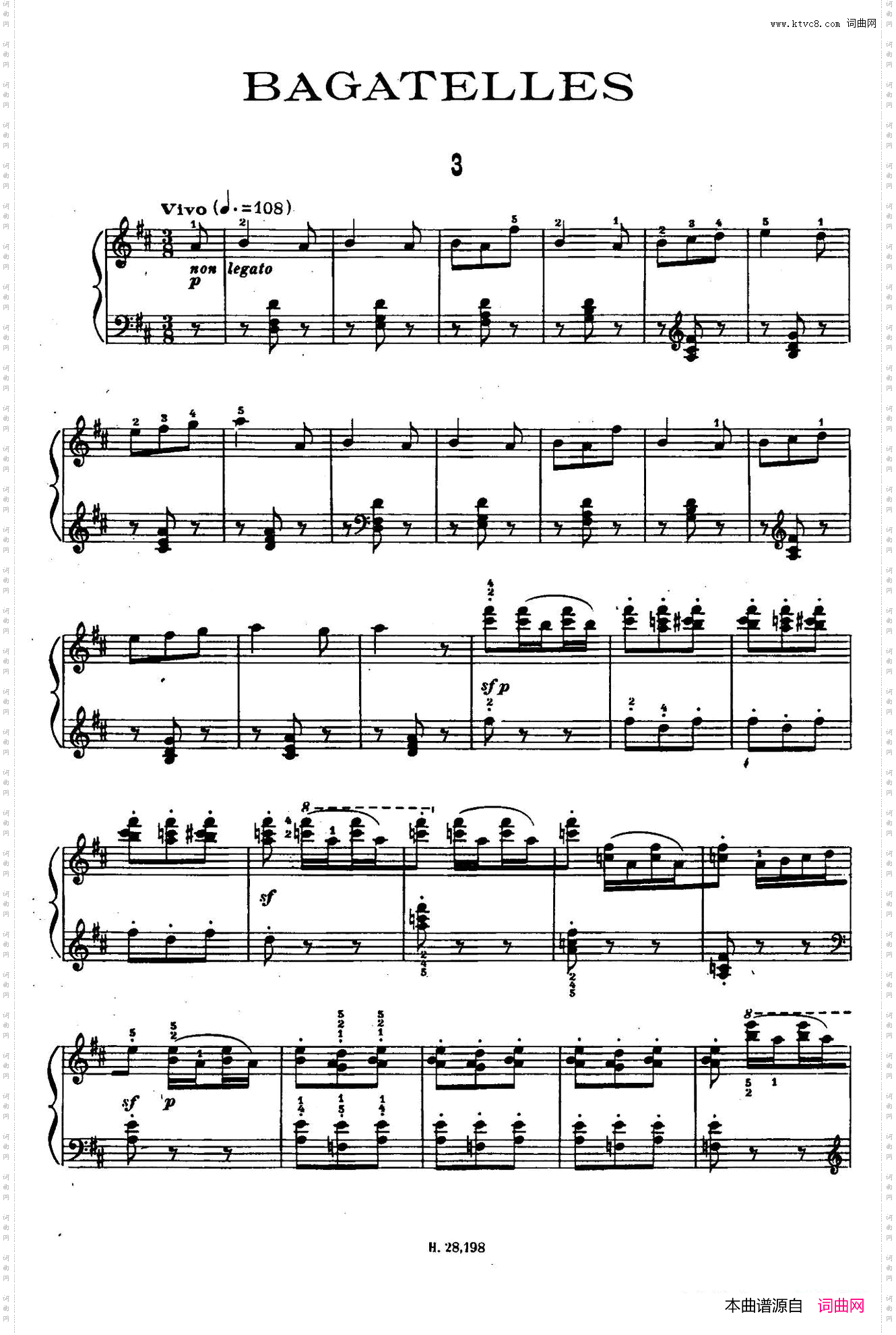 Ten Bagatelles Op·510首小品·3· D大调