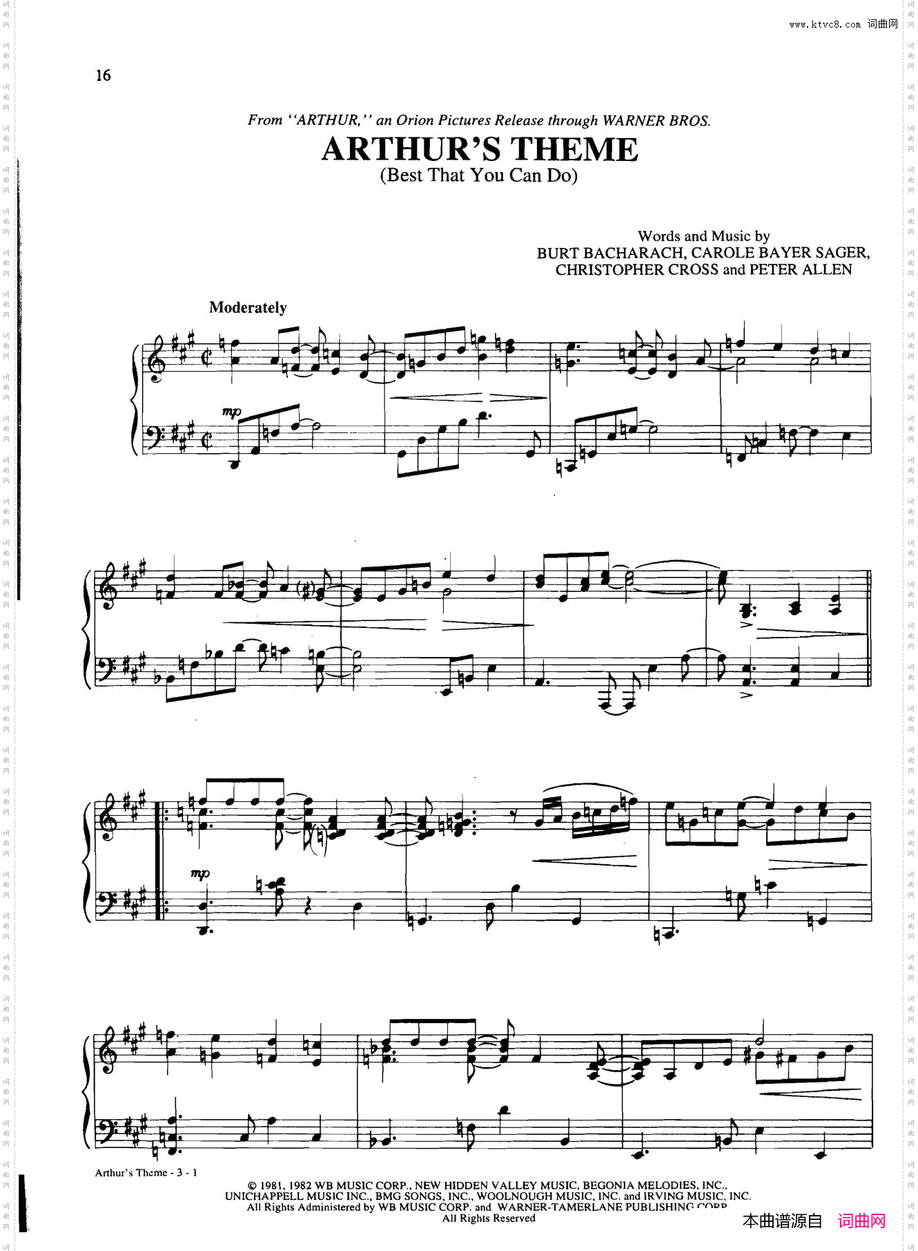 arthur'stheme_Dan Coates 流行情调钢琴谱集