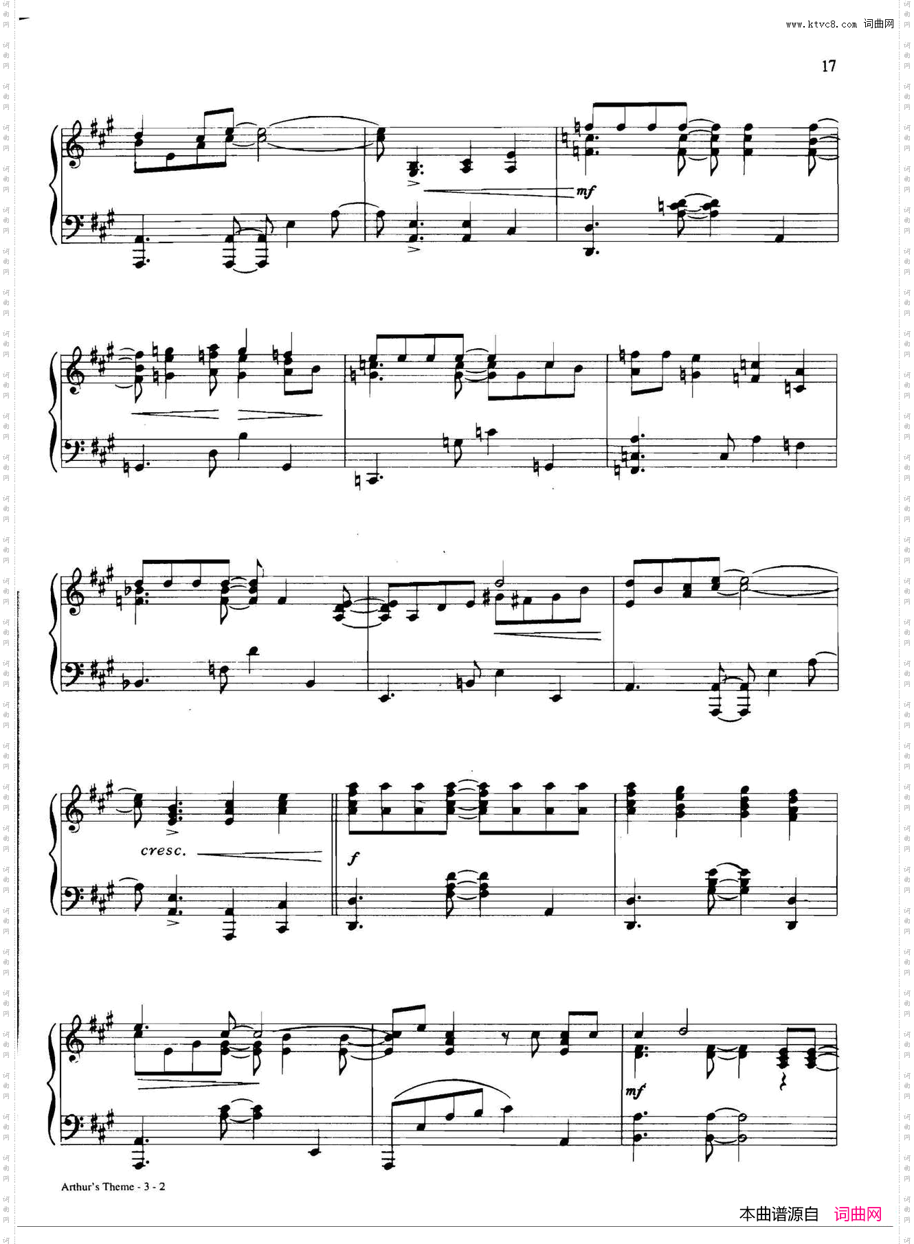 arthur'stheme_Dan Coates 流行情调钢琴谱集