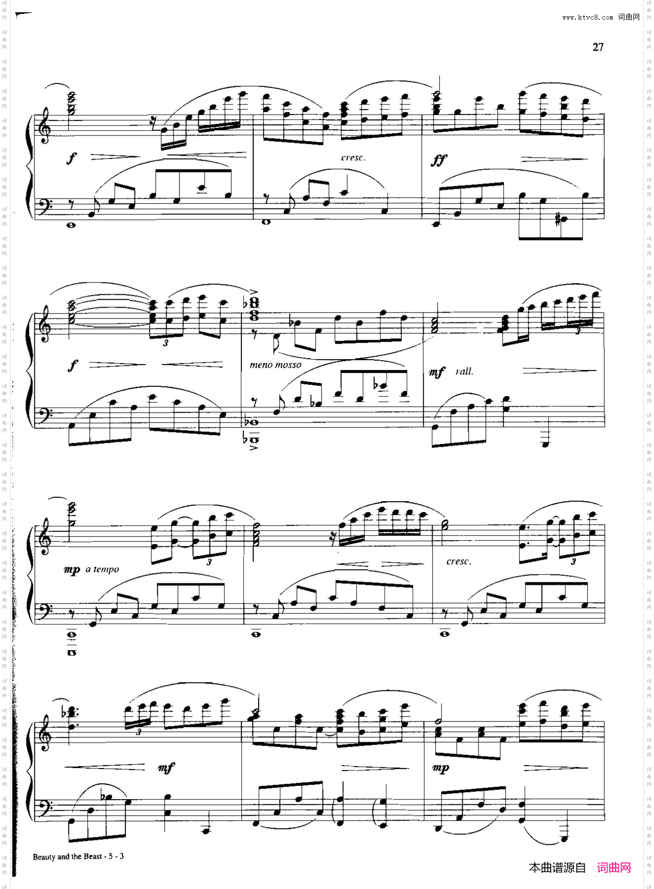 beautyandthebeast_Dan Coates 流行情调钢琴谱集