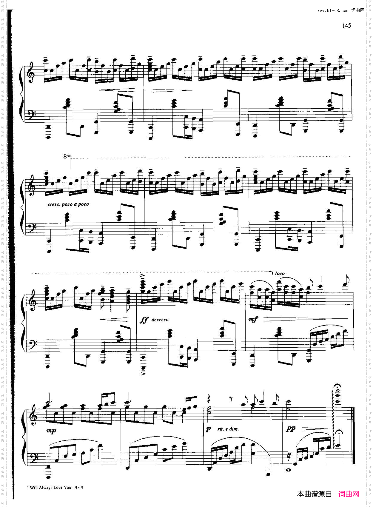IWILLALWAYSLOVKYOU_Dan Coates 流行情调钢琴谱集