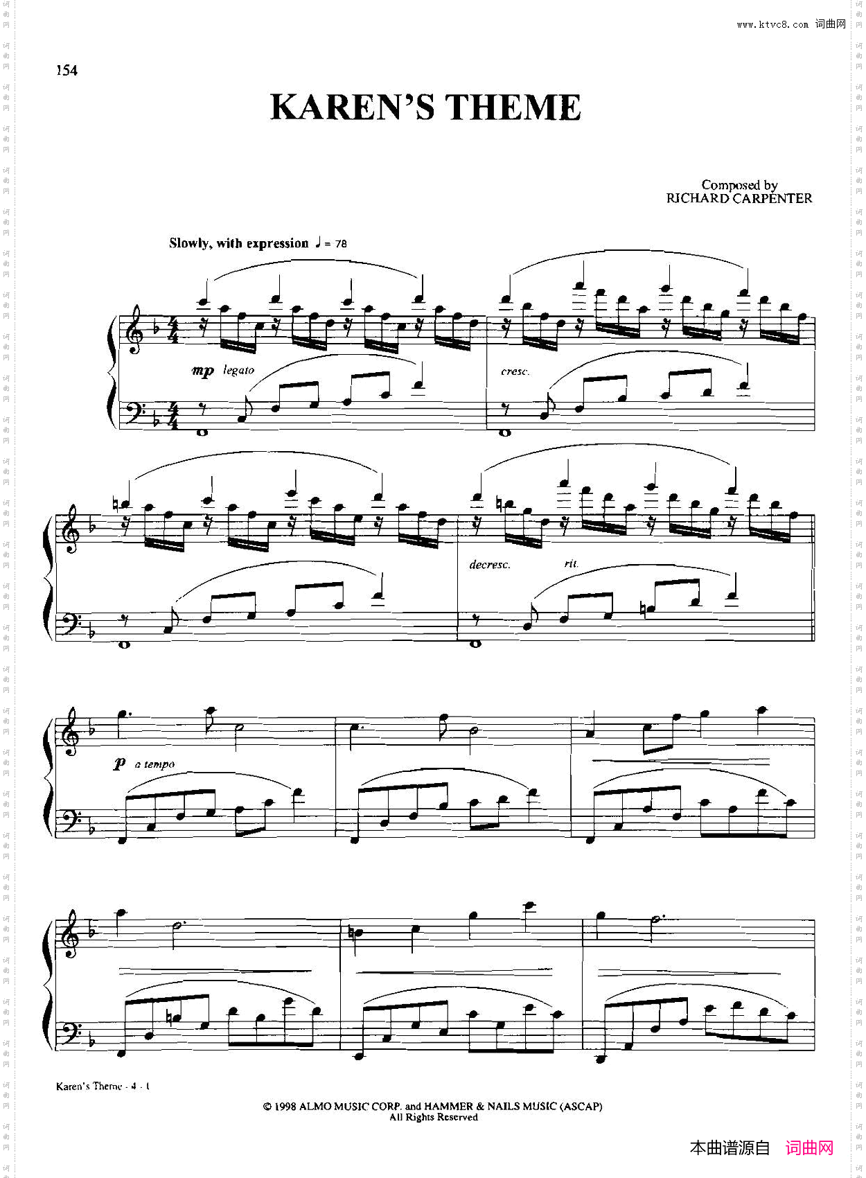 KAREN'STHEME_Dan Coates 流行情调钢琴谱集