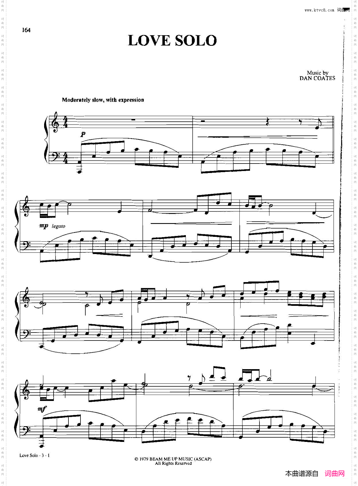 LOVESOLO_Dan Coates 流行情调钢琴谱集