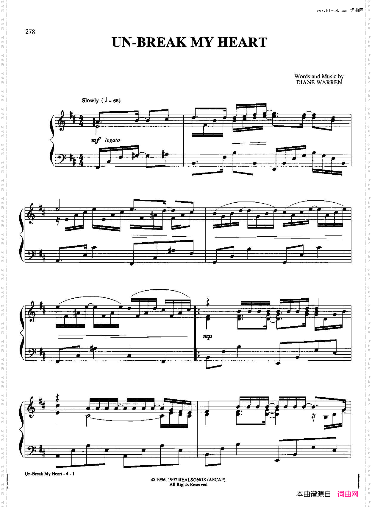 UN-BREAKMYHEART_Dan Coates 流行情调钢琴谱集