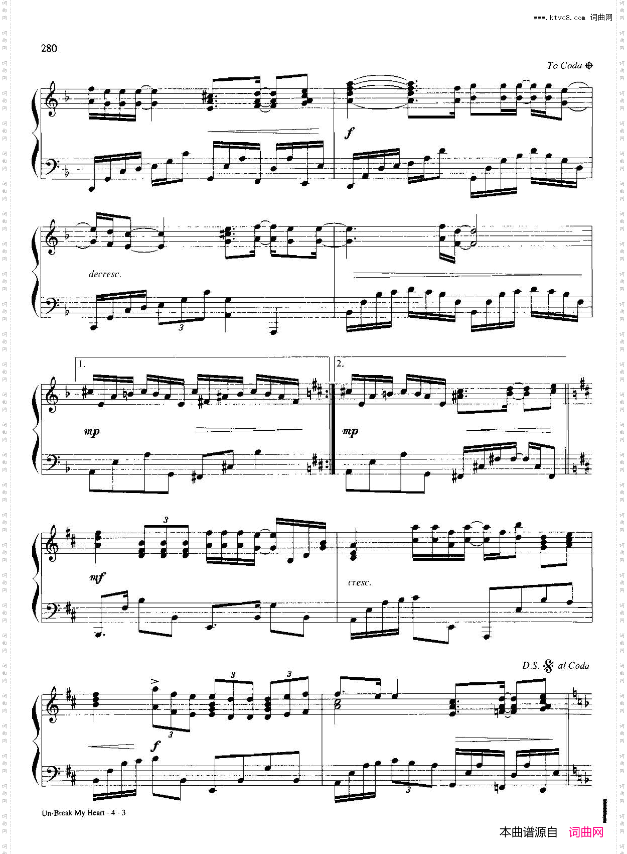 UN-BREAKMYHEART_Dan Coates 流行情调钢琴谱集
