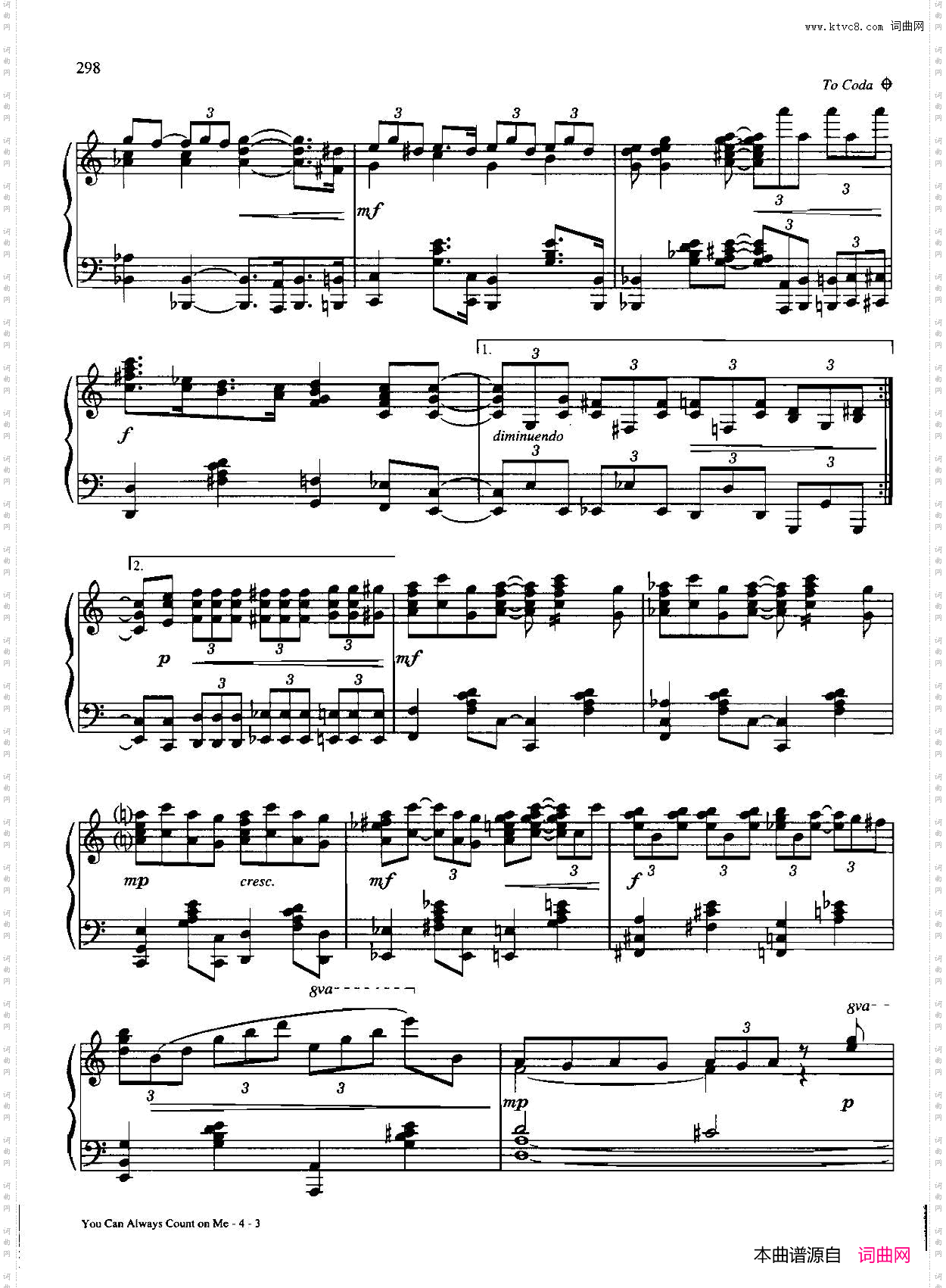 YOUCANALWAYSCOUNTONME_Dan Coates 流行情调钢琴谱集