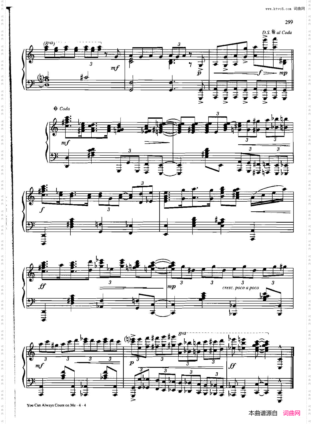YOUCANALWAYSCOUNTONME_Dan Coates 流行情调钢琴谱集
