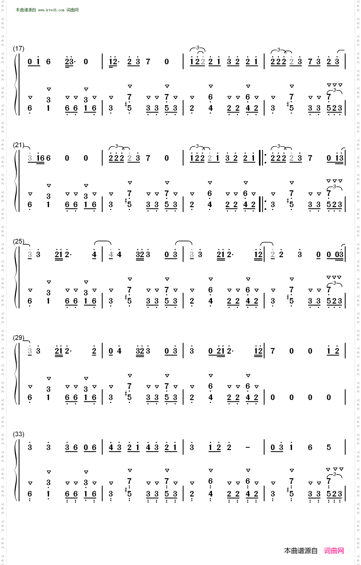 Copy Cat_钢琴简谱-歌曲-数字双手曲谱