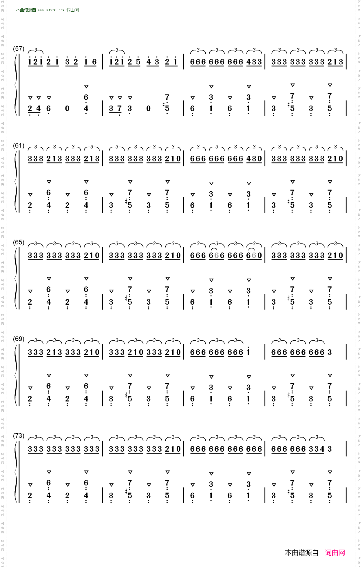 Copy Cat_钢琴简谱-歌曲-数字双手曲谱
