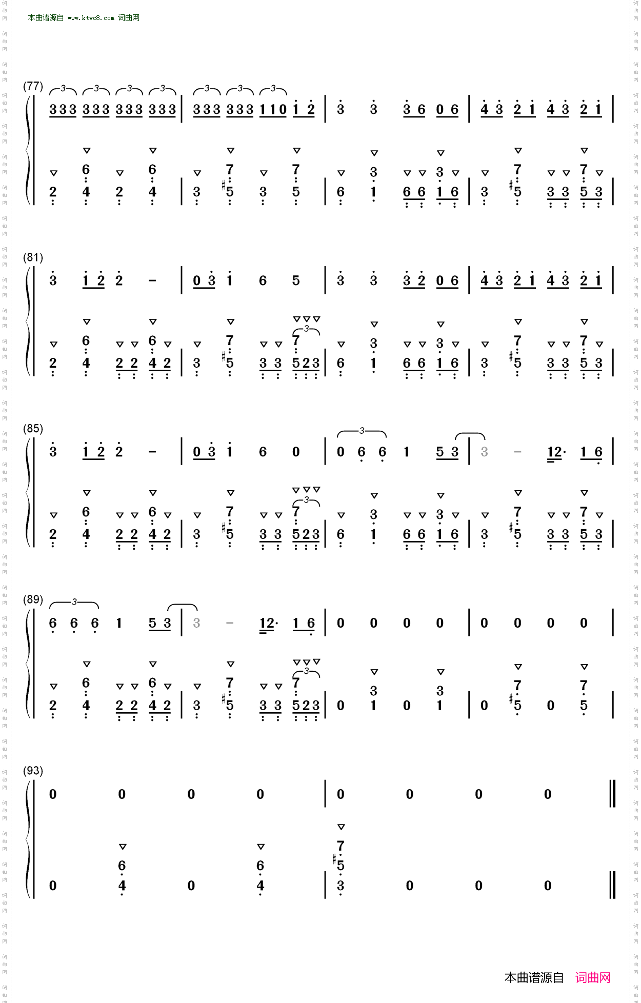 Copy Cat_钢琴简谱-歌曲-数字双手曲谱