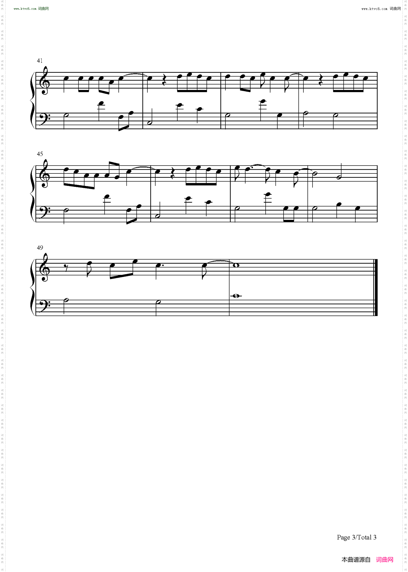 Let Her Go_C调简单版