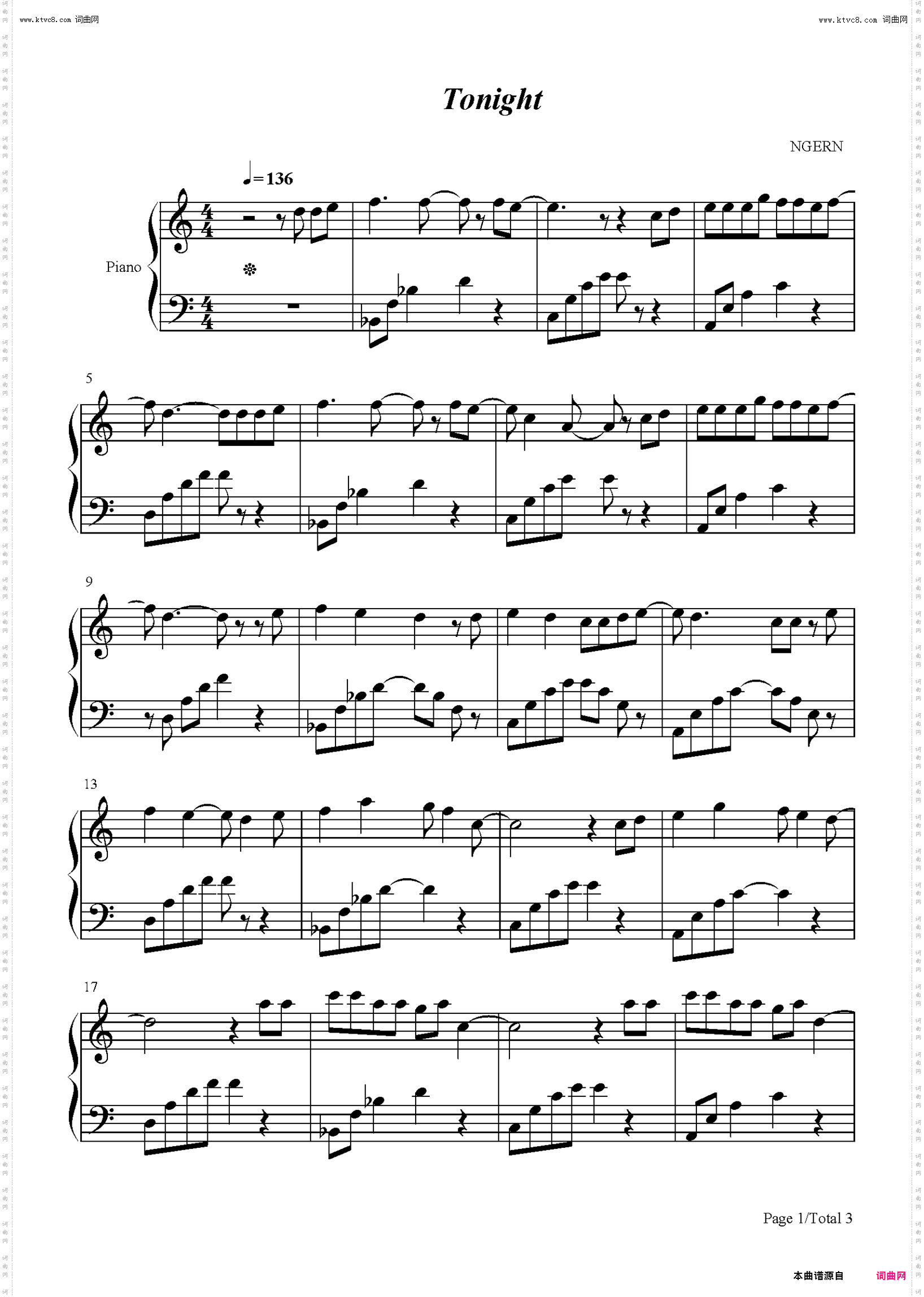 Tonight_C调简单版