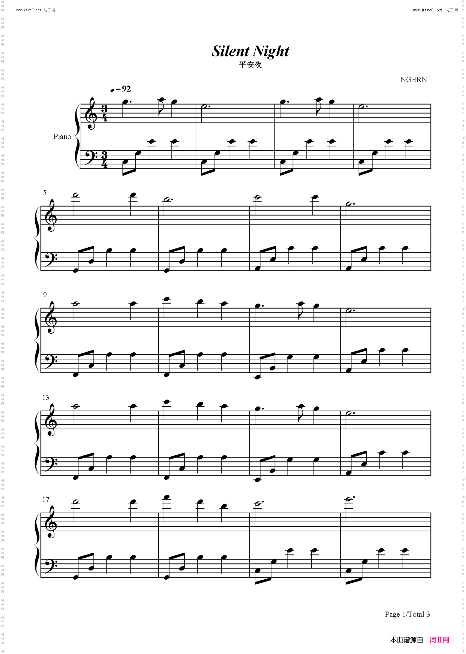 Silent Night_C调简单版-平安夜