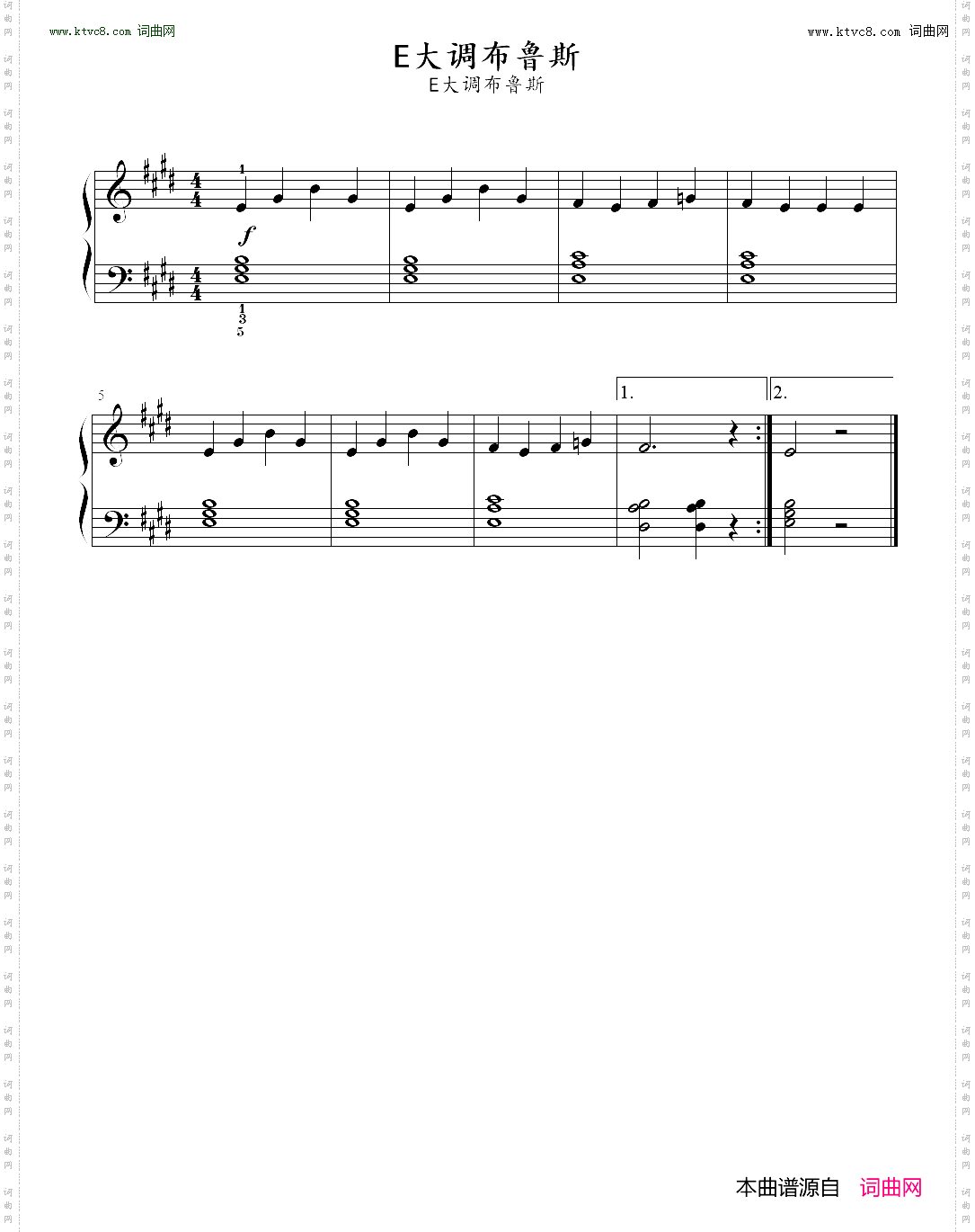 E大调布鲁斯_巴斯蒂安钢琴教程基础
