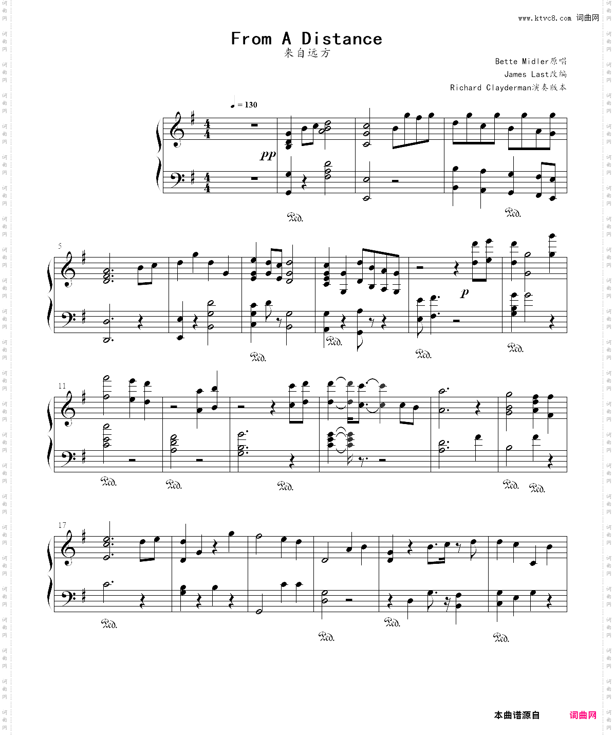 from a distance 来自远方 richard clayderman 演奏版本