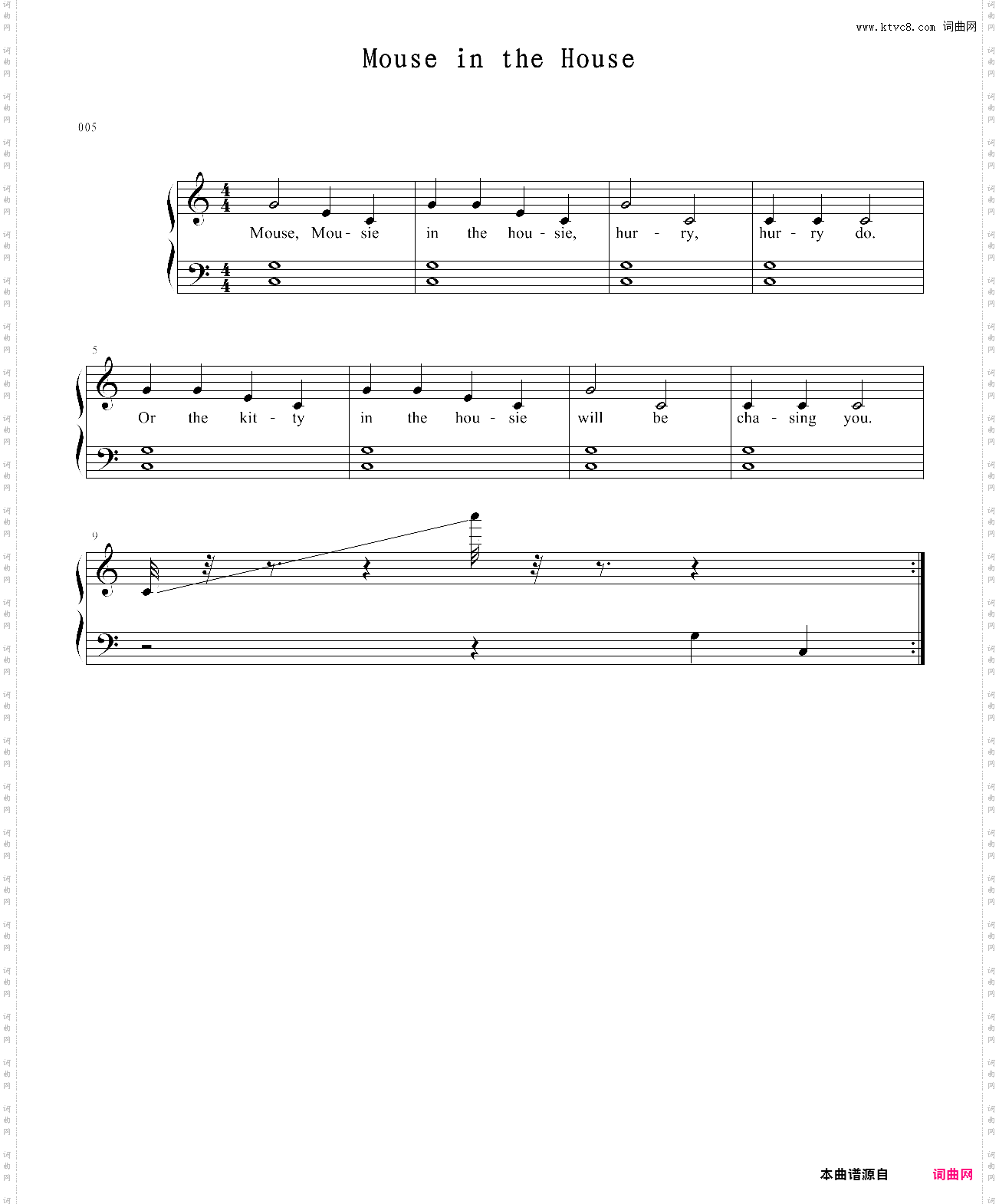 005cg mouse in the house with chords and glissando - 少儿钢琴入门