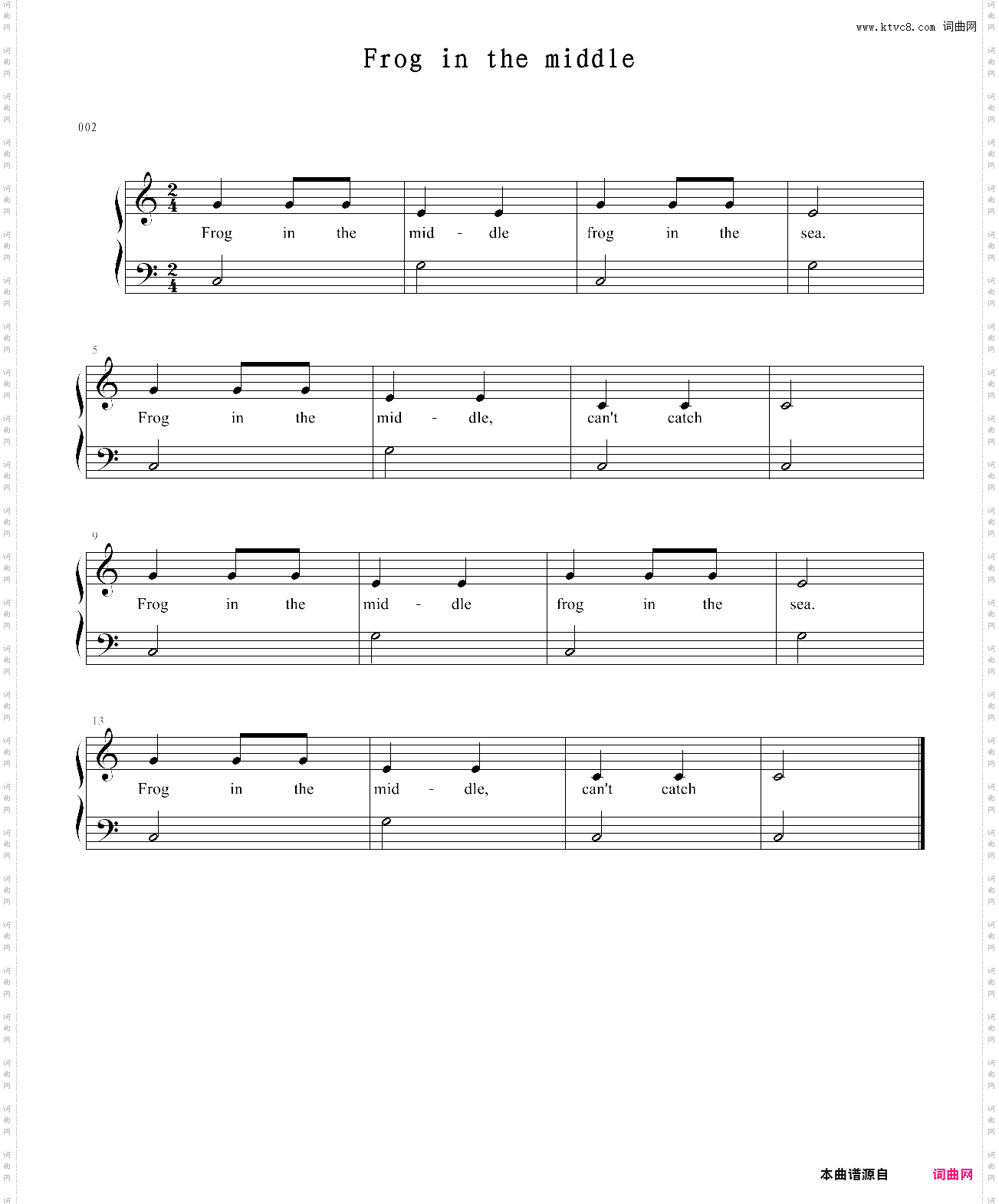 002 frog in the middle - 少儿钢琴入门练习曲