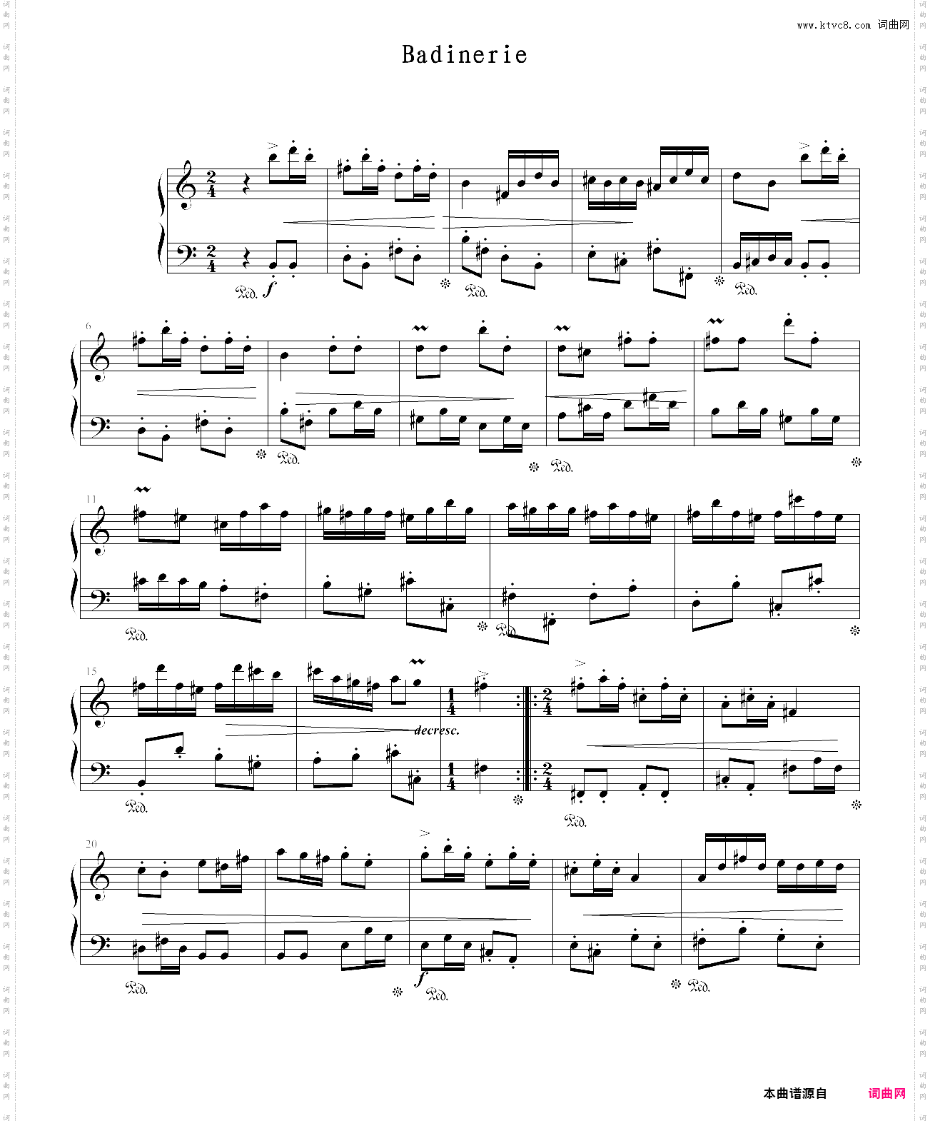 badinerie from the orchestral suite no· 2 in b minor, bwv 1067钢琴谱