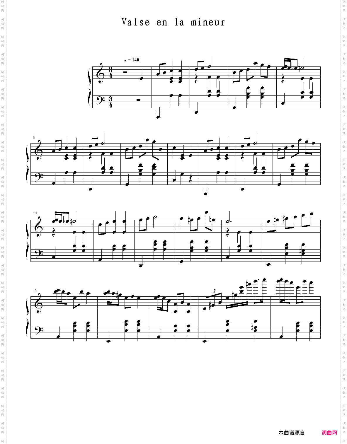 waltz in a minor b·150 opus posth·