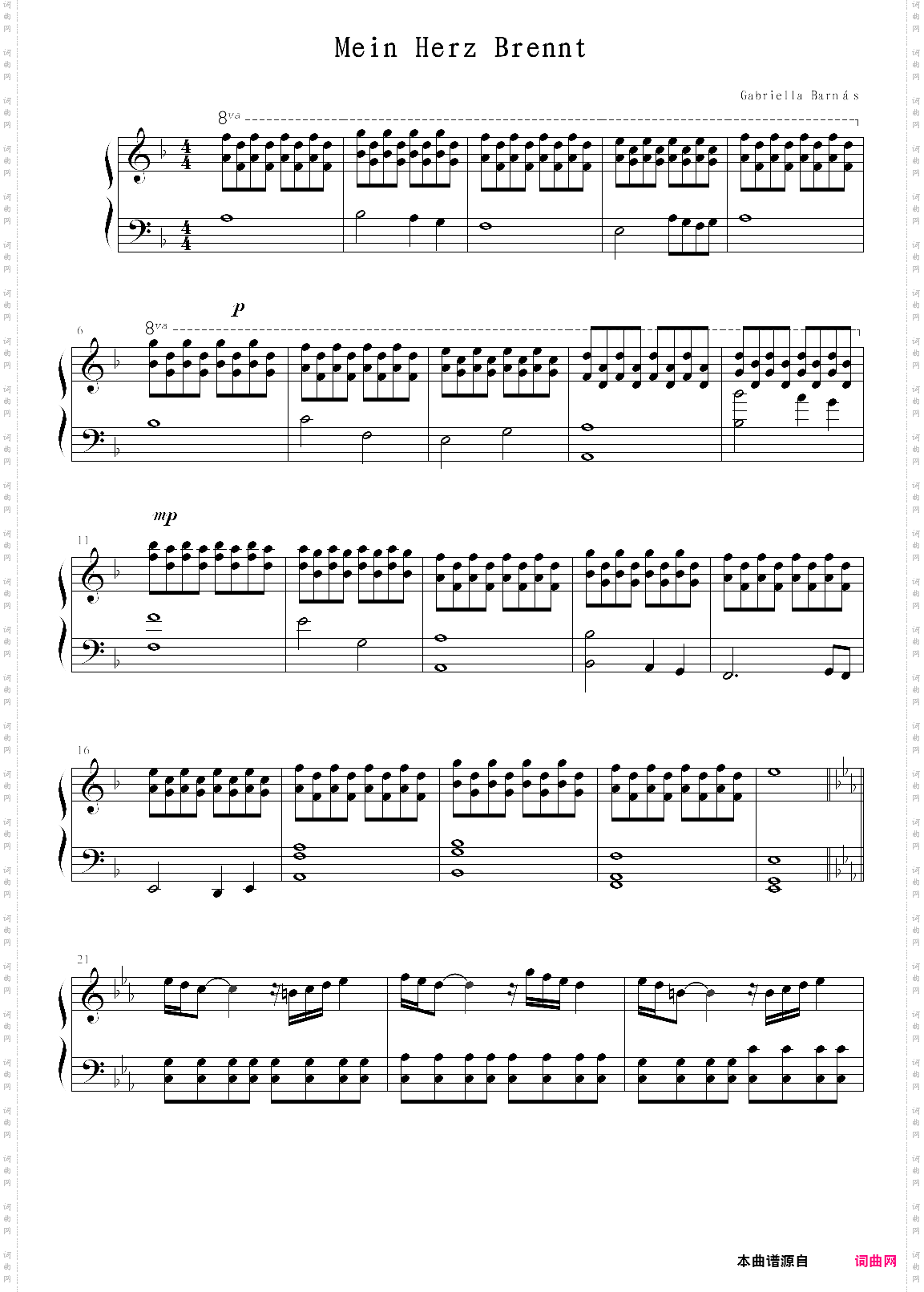 mein herz brennt piano sheet