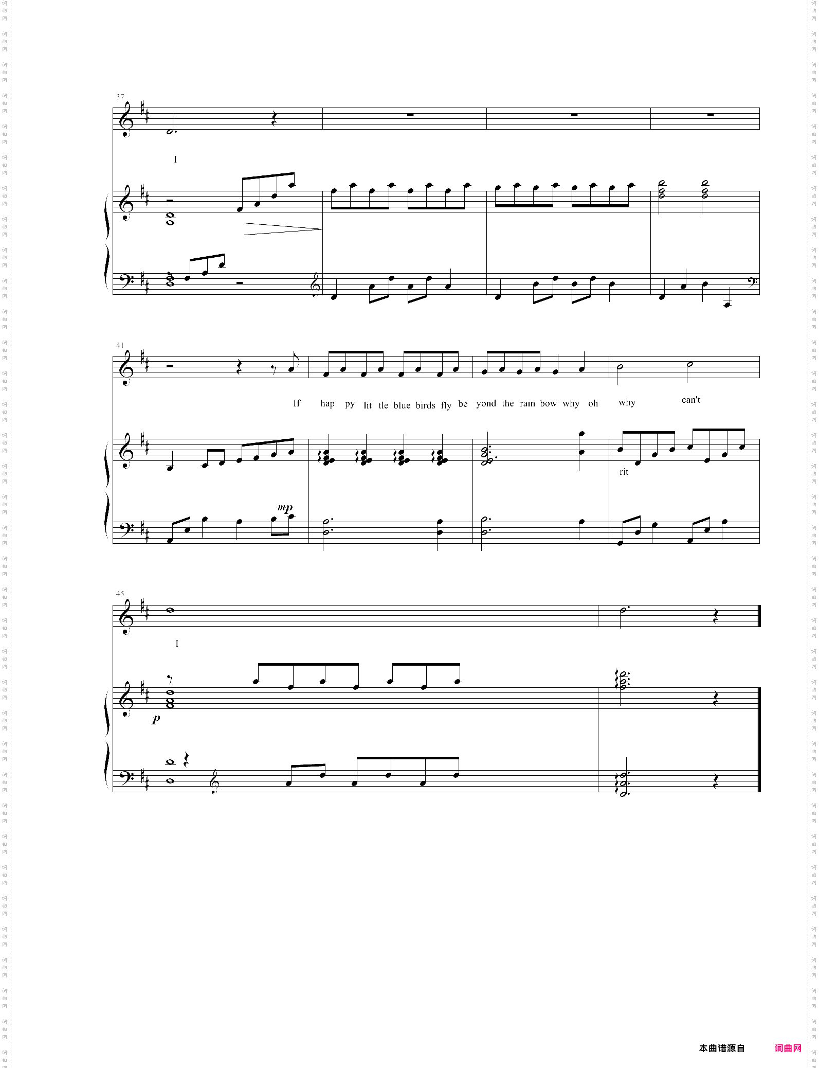 over the rainbow绿野仙踪主题曲弹唱d调带歌词版