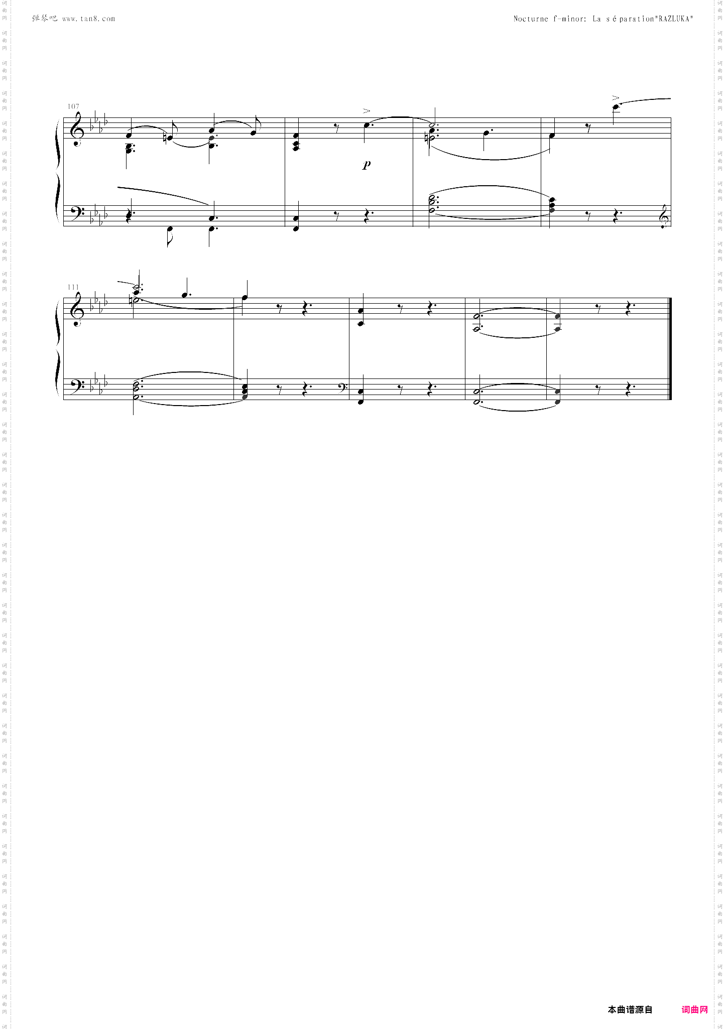 glinka nocturne f-minor la séparation