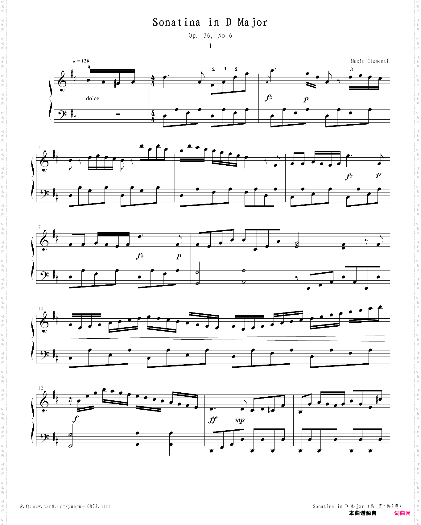 sonatina in d major op 36 no 6 movement 1
