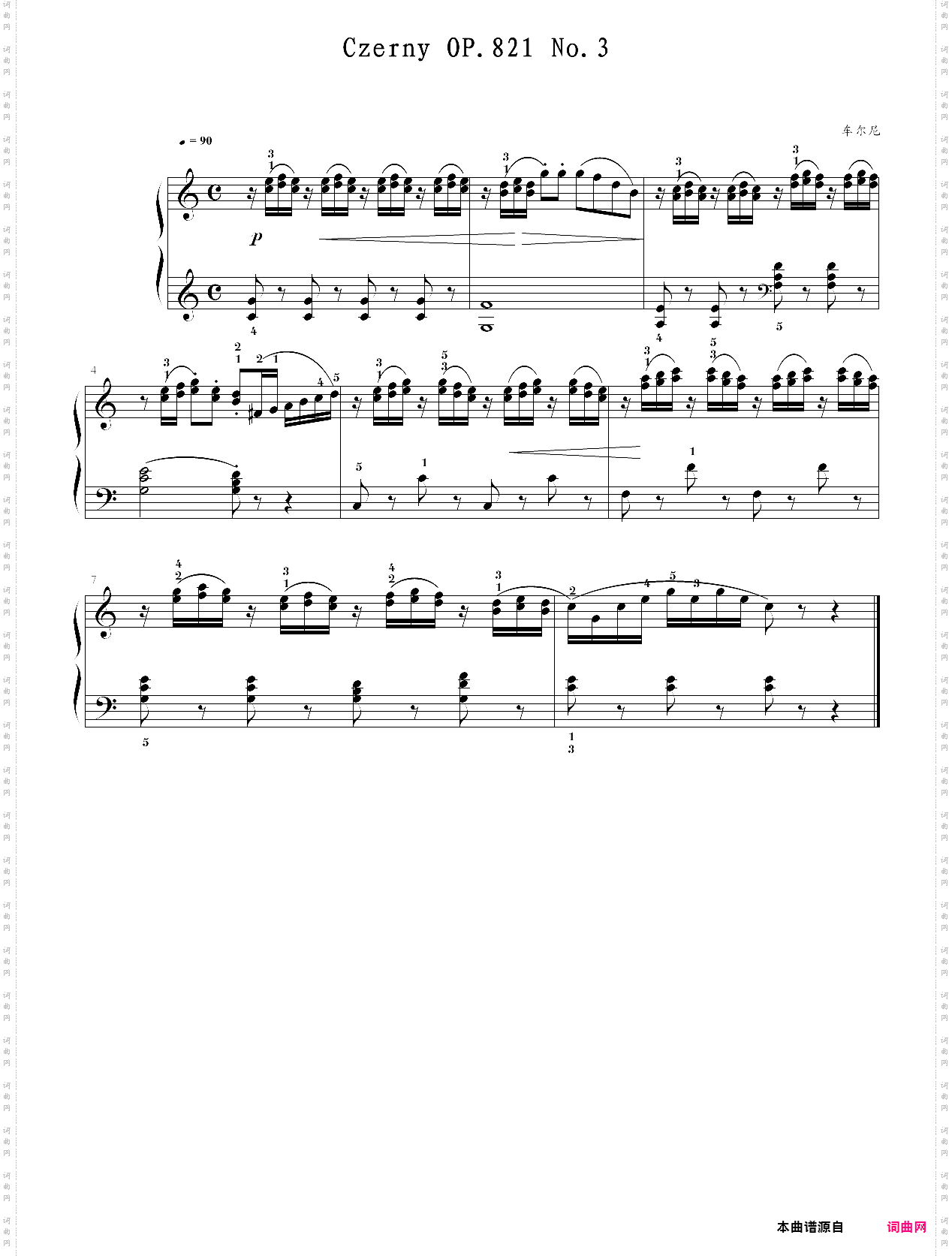 车尔尼160首八小节钢琴练习曲作品821 第三首