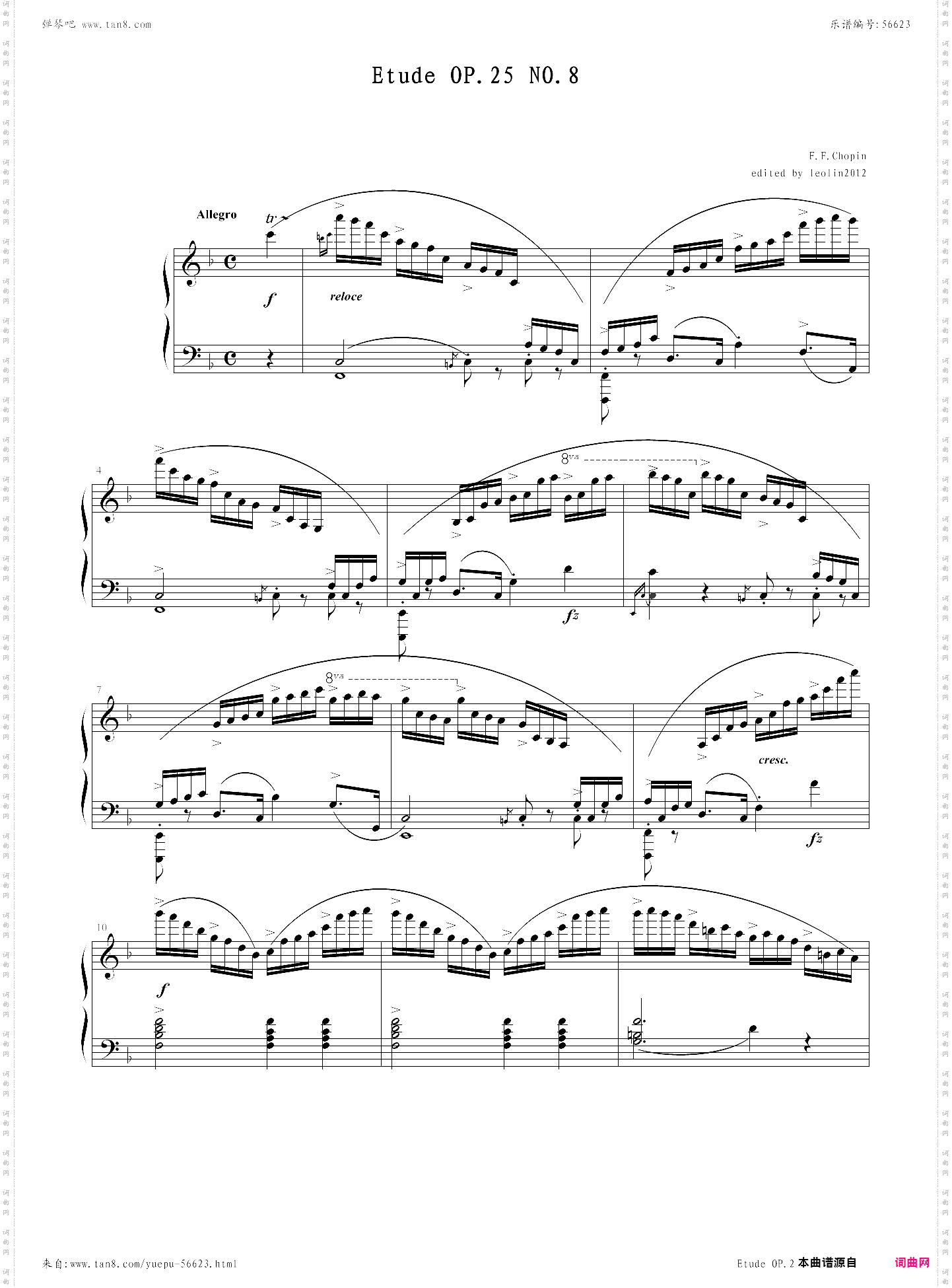 肖邦练习曲op·10 no·8