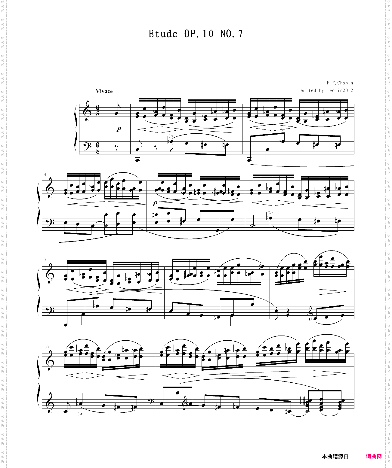肖邦练习曲op·10 no·7