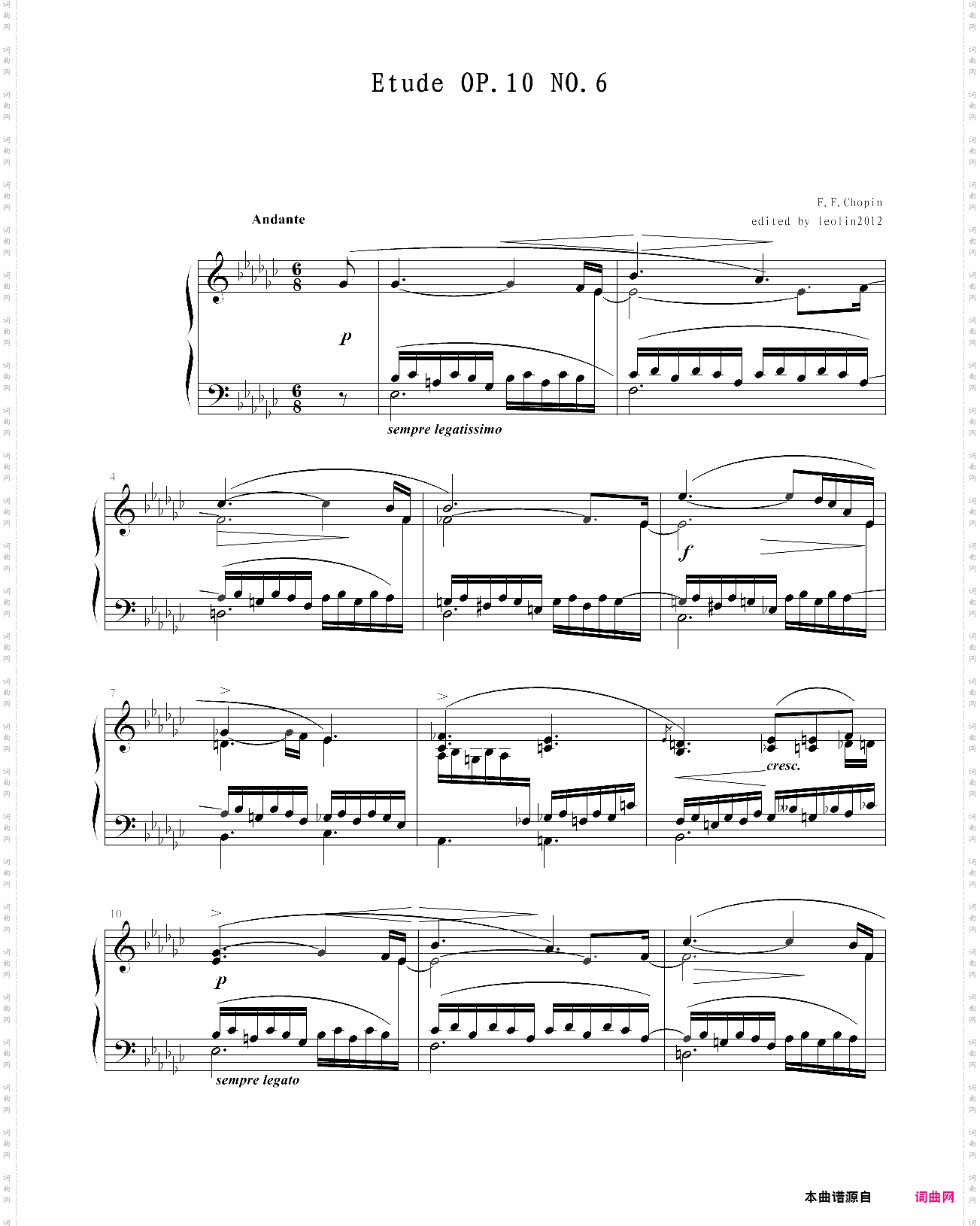 肖邦练习曲op·10 no·6
