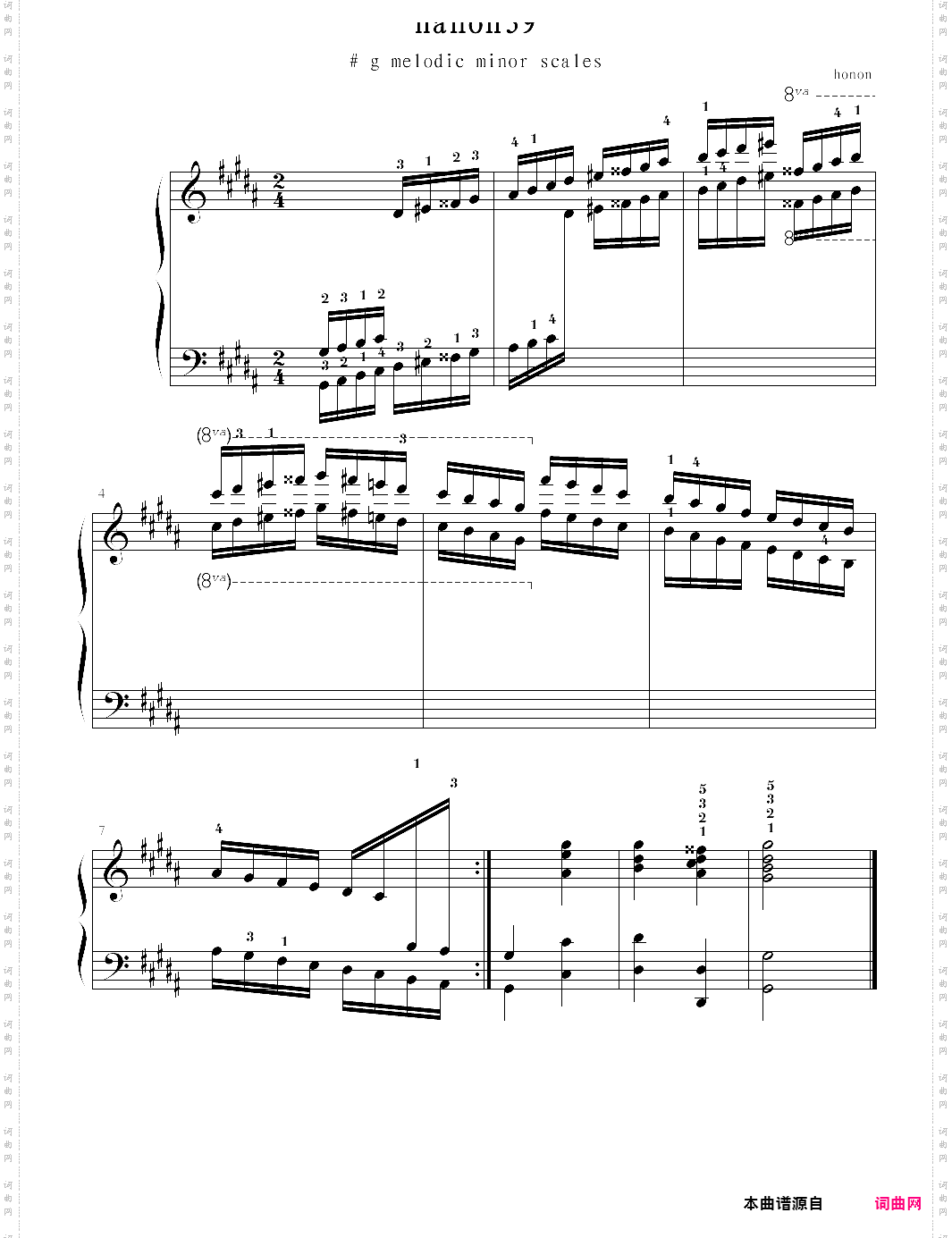 hanon39:# g melodic minor scales