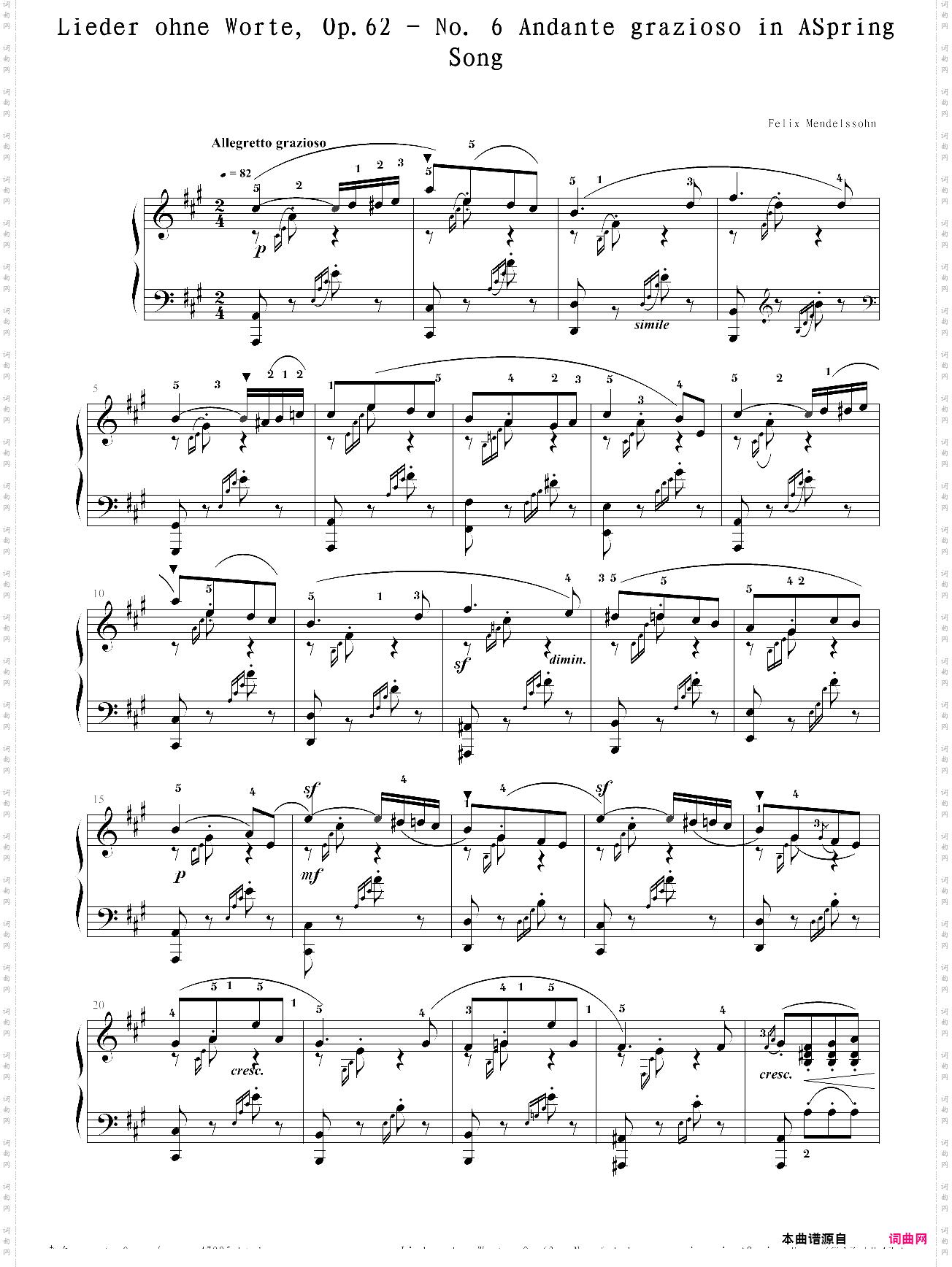 a spring song:op·62 - no· 6 andante grazioso