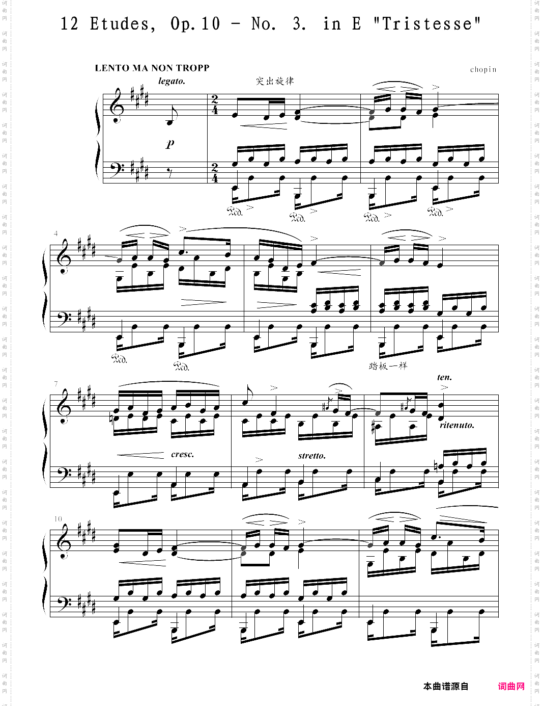 12 etudes, op·10 - no· 3· in e tristesse