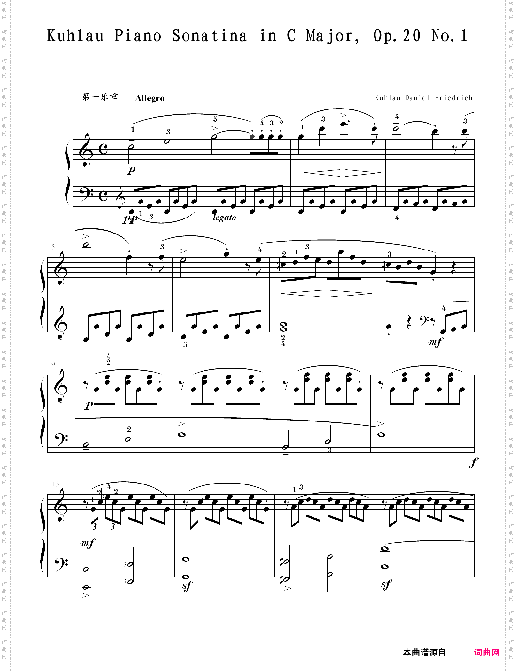 kuhlau piano sonatina in c major,op·20 no·1