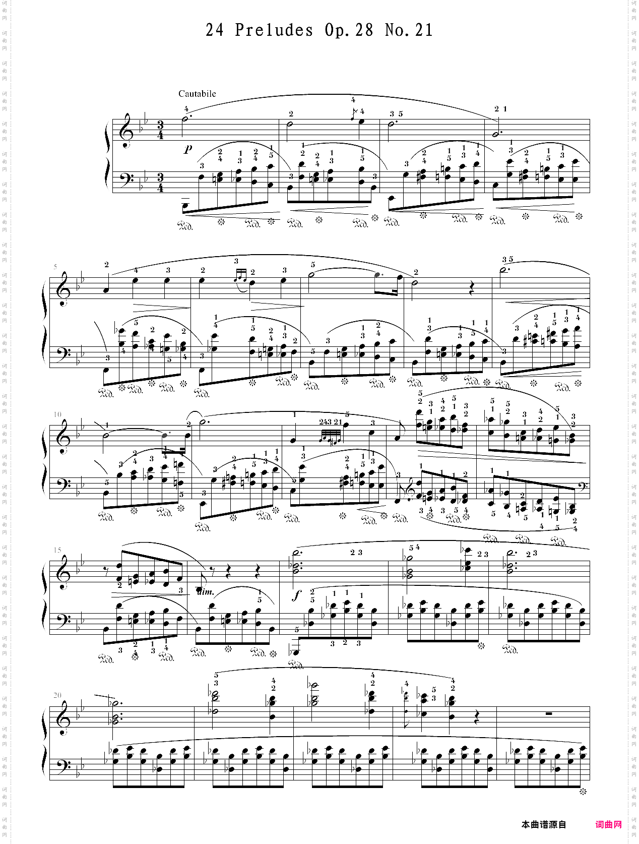 肖邦-前奏曲 op·28 no·21