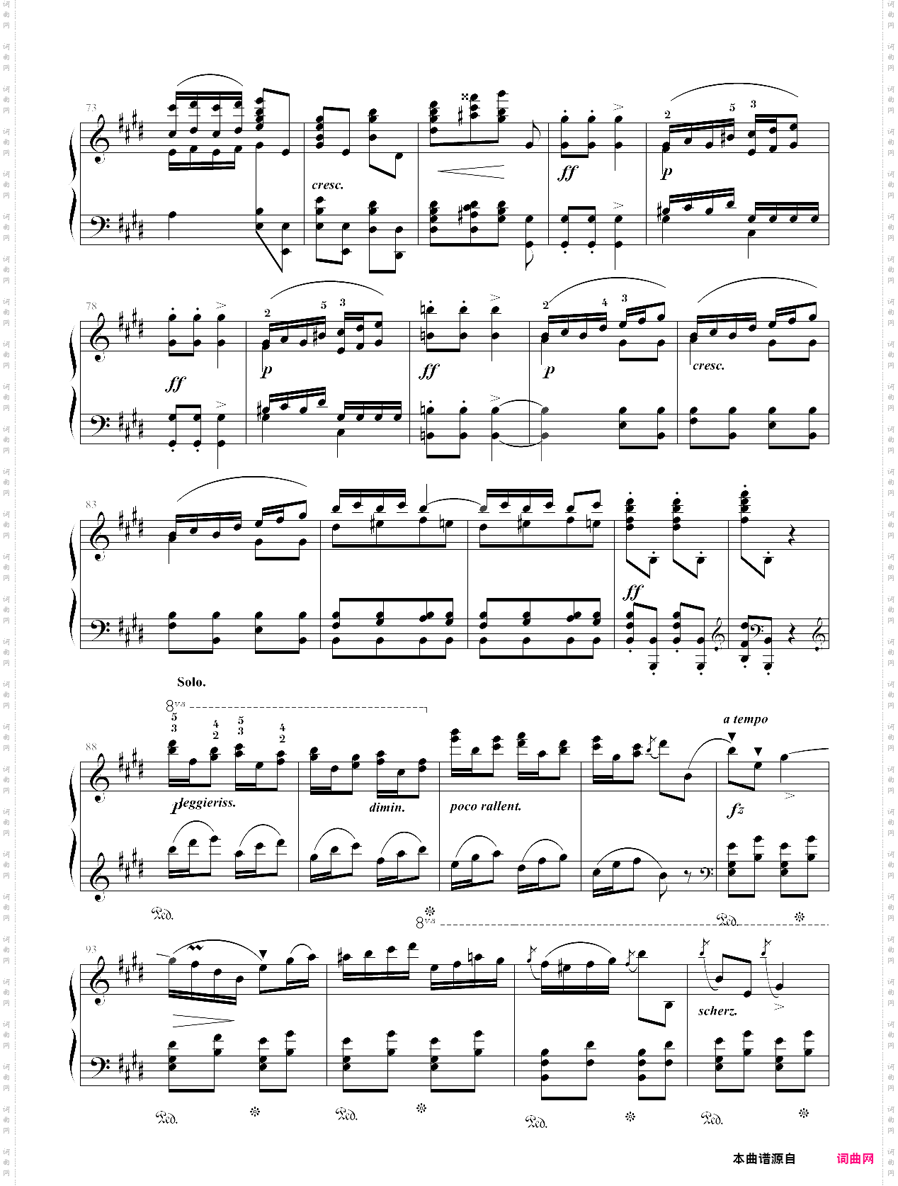 肖邦第一钢琴协奏曲第三乐章仅开头部分